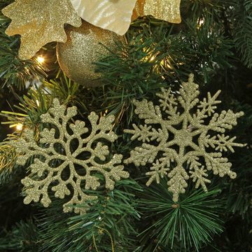 Lubgitsr Dekohänger Schneeflocken Weihnachten Deko für Weihnachtsbaum Dekorationen Gold