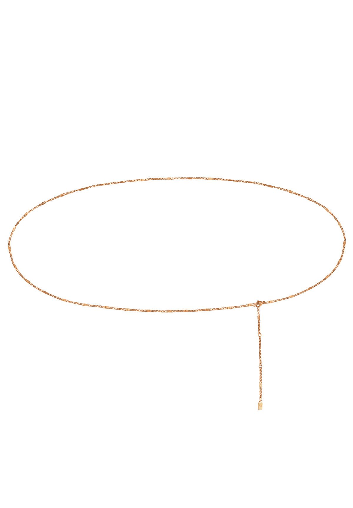 Hey Happiness Bauchkette mit flachen Kettenglieder, 18K Gold Roségold vergoldet, Wasserfeste Taillenkette Damen, Körperschmuck aus Edelstahl