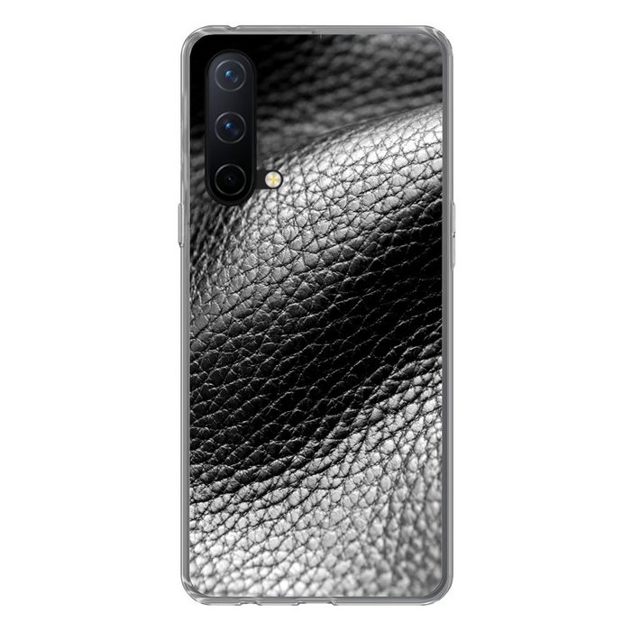 MuchoWow Handyhülle Leder - Textur - Schwarz - Hell Phone Case Handyhülle OnePlus Nord CE 5G Silikon Schutzhülle