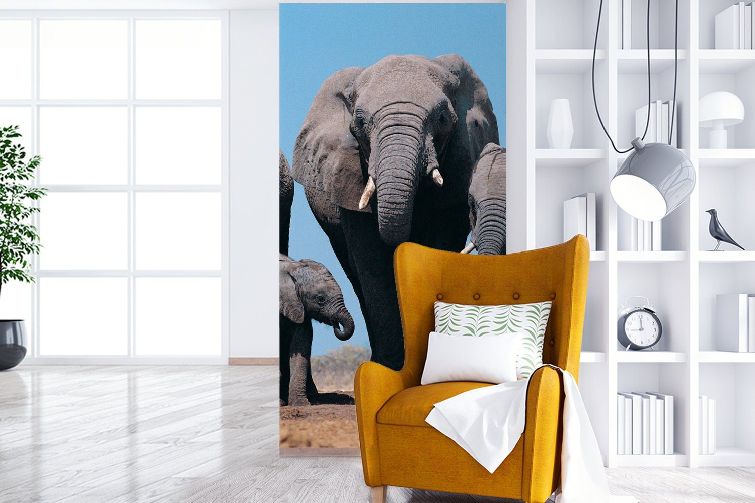 - - MuchoWow Schlafzimmer Küche, Natur, Fototapete - Vliestapete für St), (2 bedruckt, Wohnzimmer Tiere Prärie Matt, Fototapete Elefant