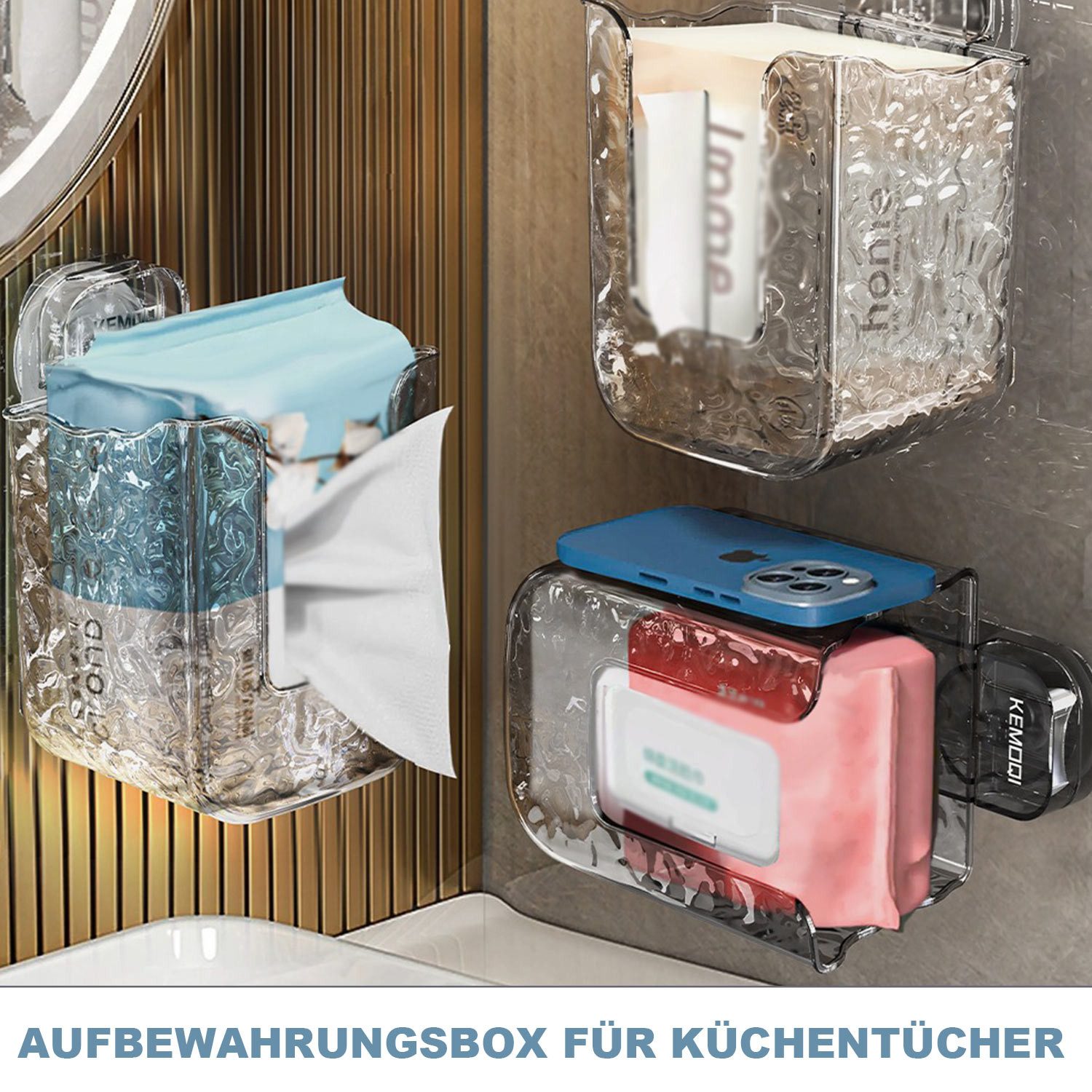 Refttenw Badorganizer Wandmontierte Feuchttuch-Aufbewahrungsbox, stanzfrei günstig online kaufen