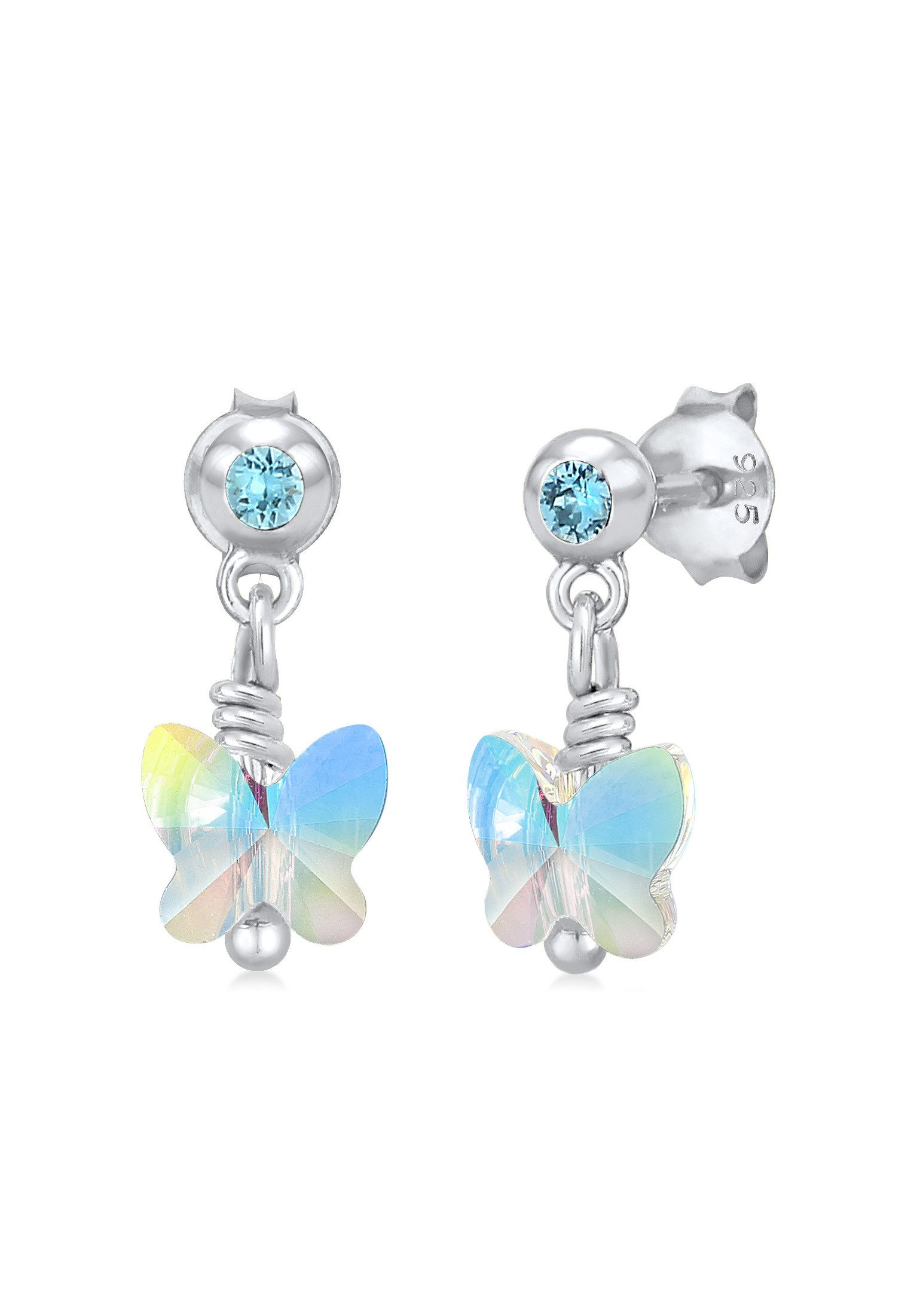 Elli Paar Ohrstecker Kinder Schmetterling mit Kristallen von Swarovski® 925 Silber