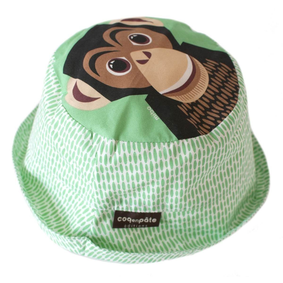 COQ EN PATE Sonnenhut Farbenfroher Kinder-Hut mit Tiermotiven und Mustern Sonnenschutz Schimpanse - Größe: L