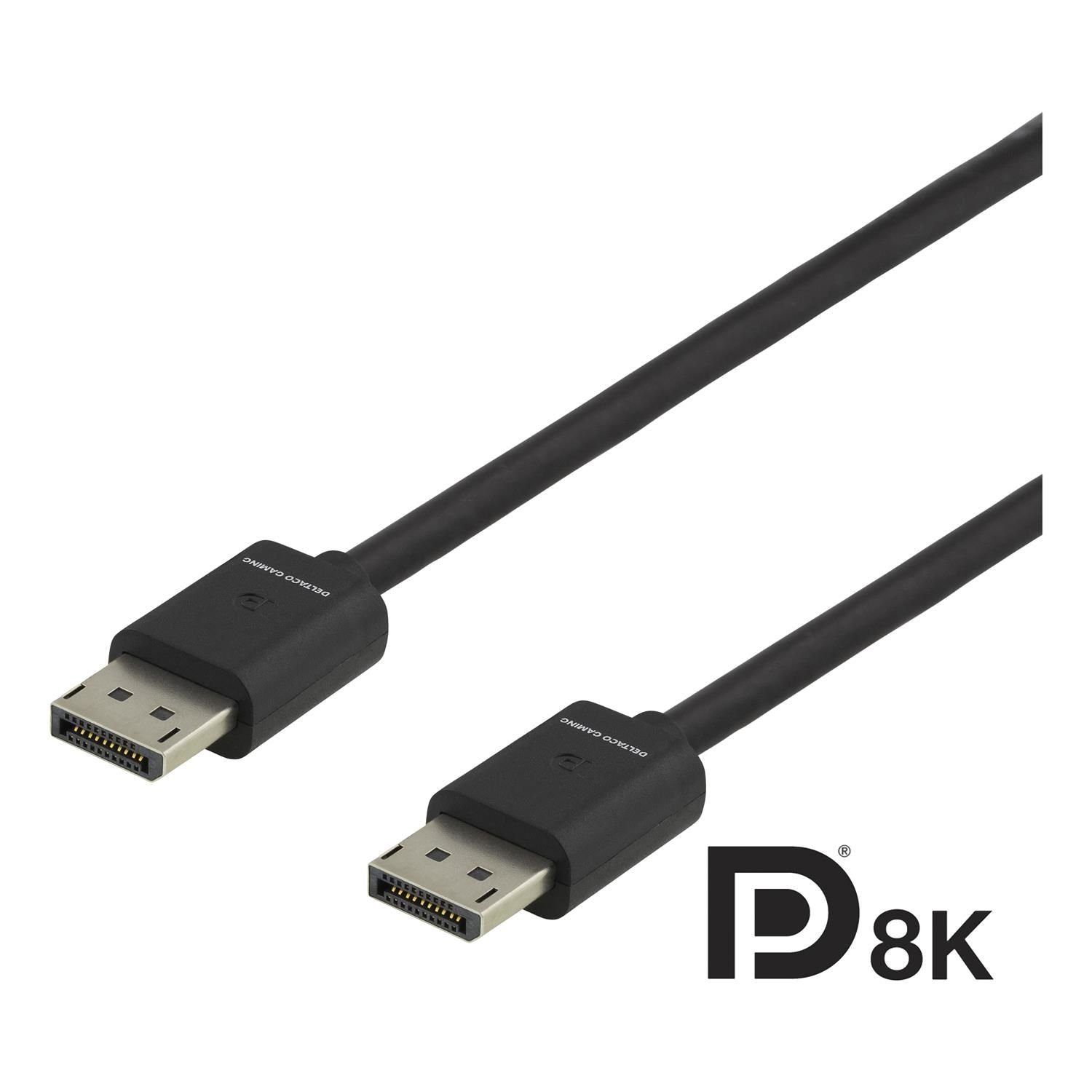 DELTACO Premium DisplayPort 1.4 Kabel DSC inkl. Jahre 1.2 Displayport, Herstellergarantie in 2m 7680x4320 HBR3) 5 Netzkabel, (8K 60Hz