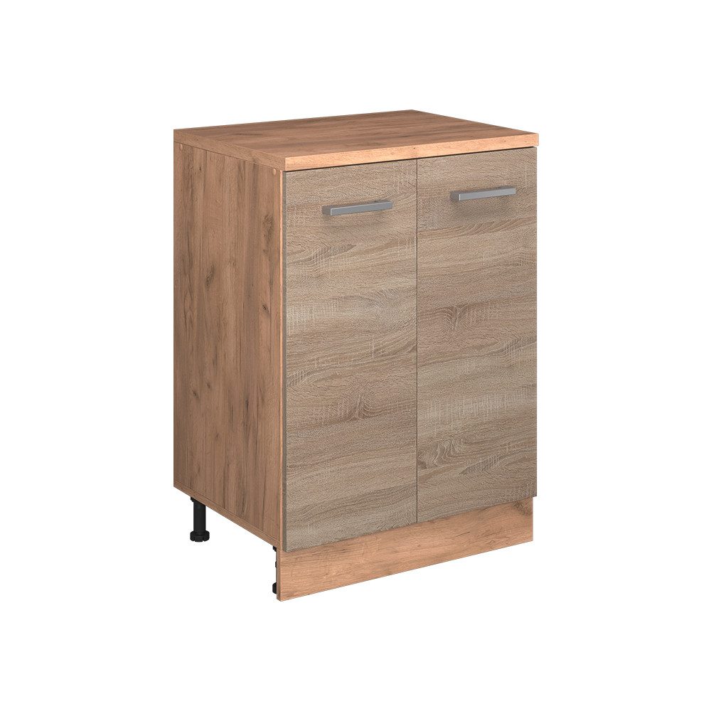 Vicco Unterschrank R-Line, Sonoma, 60 cm ohne Schräge mit 2 Türen