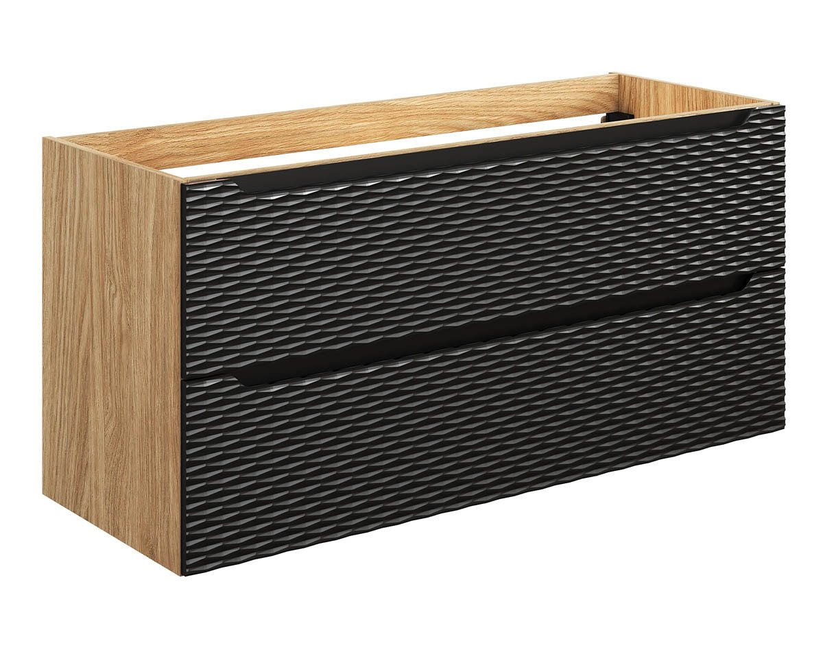 Thumbnail - einfachgutemoebel Waschtisch-Set Bad Waschplatz OZEAN Onyx 120cm Schubfächer, Unterbau, schwarz-oak, (Badmöbel Set, 1-St...