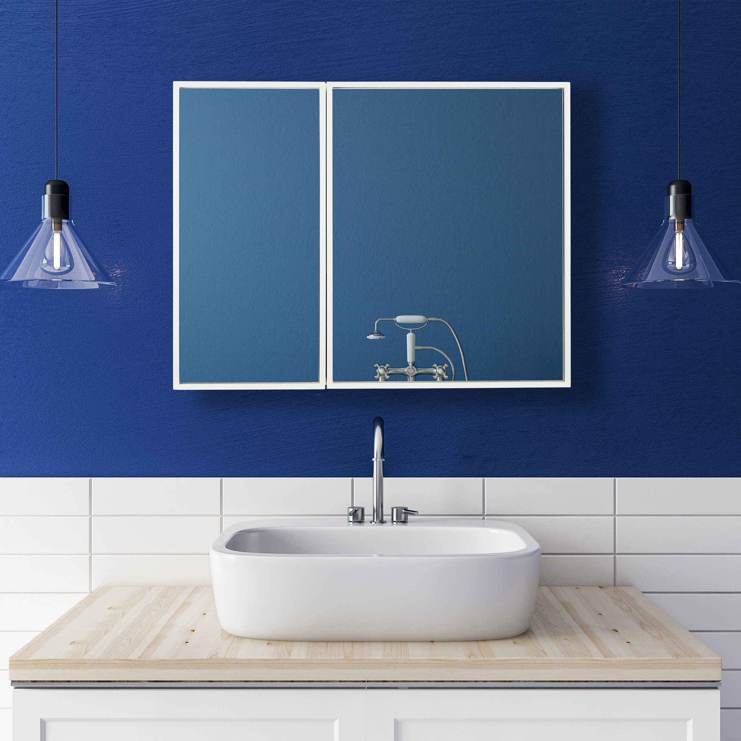 relaxdays Badezimmerspiegelschrank Spiegelschrank 2-türig günstig online kaufen