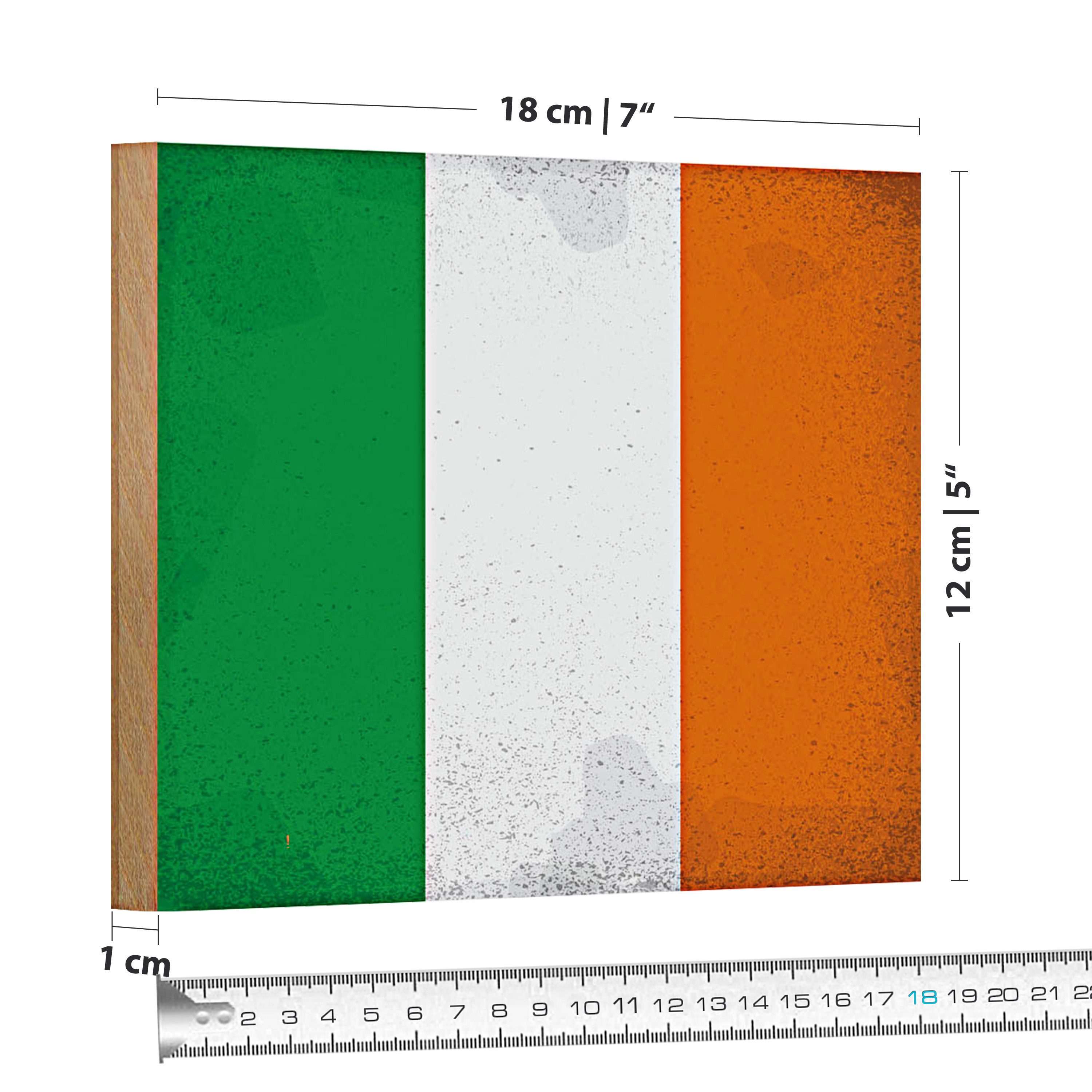 Roomando Holzbild Flagge Irland 18x12cm Flag of Ireland Vintage