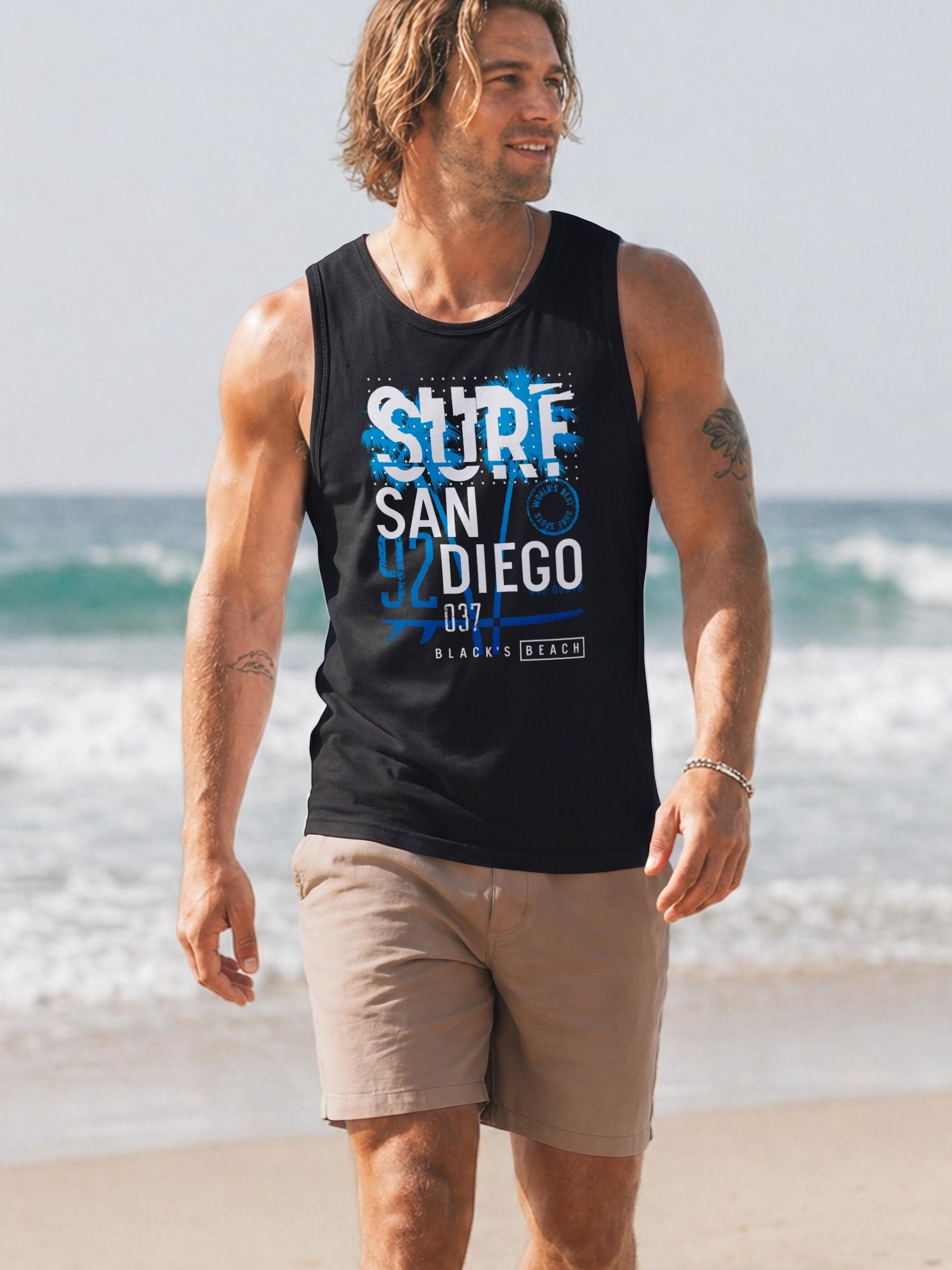 Neverless Tanktop Herren Tank-Top Surf Design San Diego Palmen Beach Strand Sommer mit Print – Bild 5 von 5