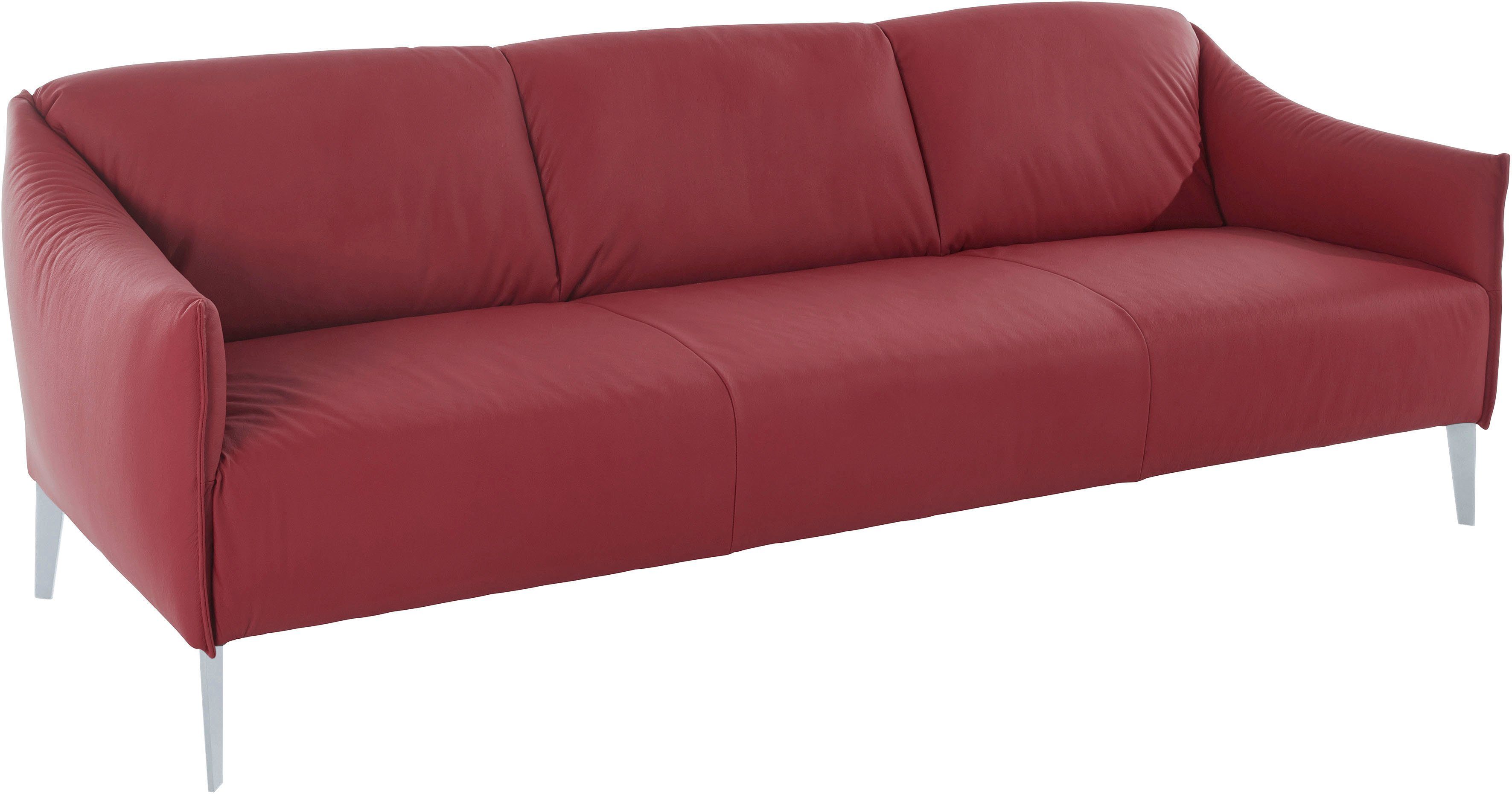 W.SCHILLIG 3-Sitzer sally, in mit Z59 Breite Silber Metall-Winkelfüßen ruby 224 matt, red cm