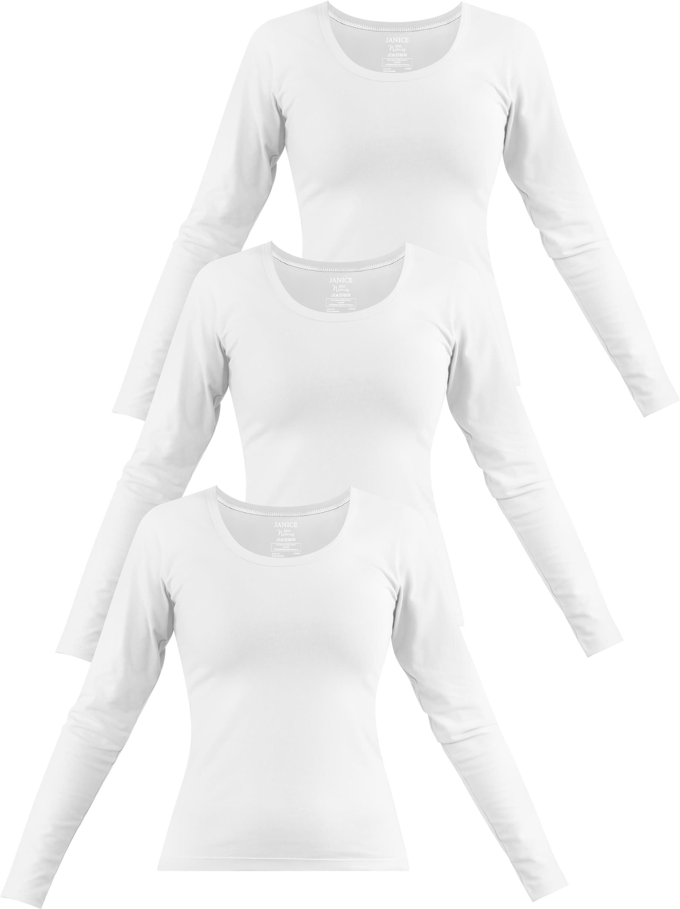 Langarmshirt 3 x Damen Langarmshirt Nimes