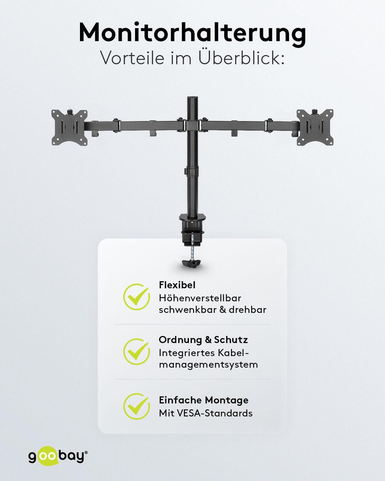 Goobay Wandhalterung goobay Doppel-Monitorh.Flex – Bild 4 von 5