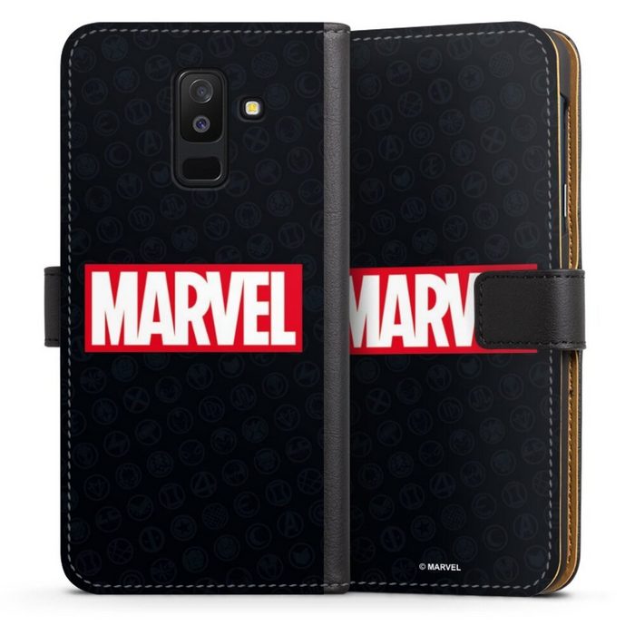 DeinDesign Handyhülle Marvel Comic Logo Marvel Logo Black Red Samsung Galaxy A6 Plus (2018) Hülle Handy Flip Case Wallet Cover