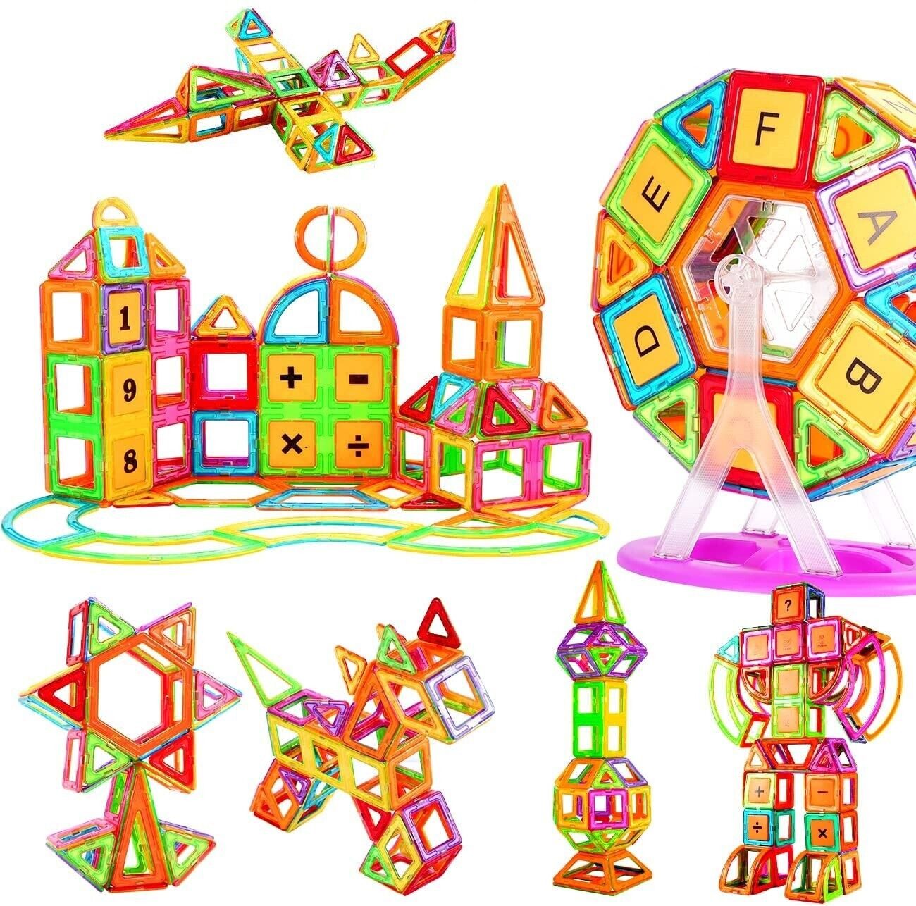 FANNOU Magnetische Fliesen Kinderspielzeug STEM Magnet Spielzeug Magnetspielbausteine, (110 St)