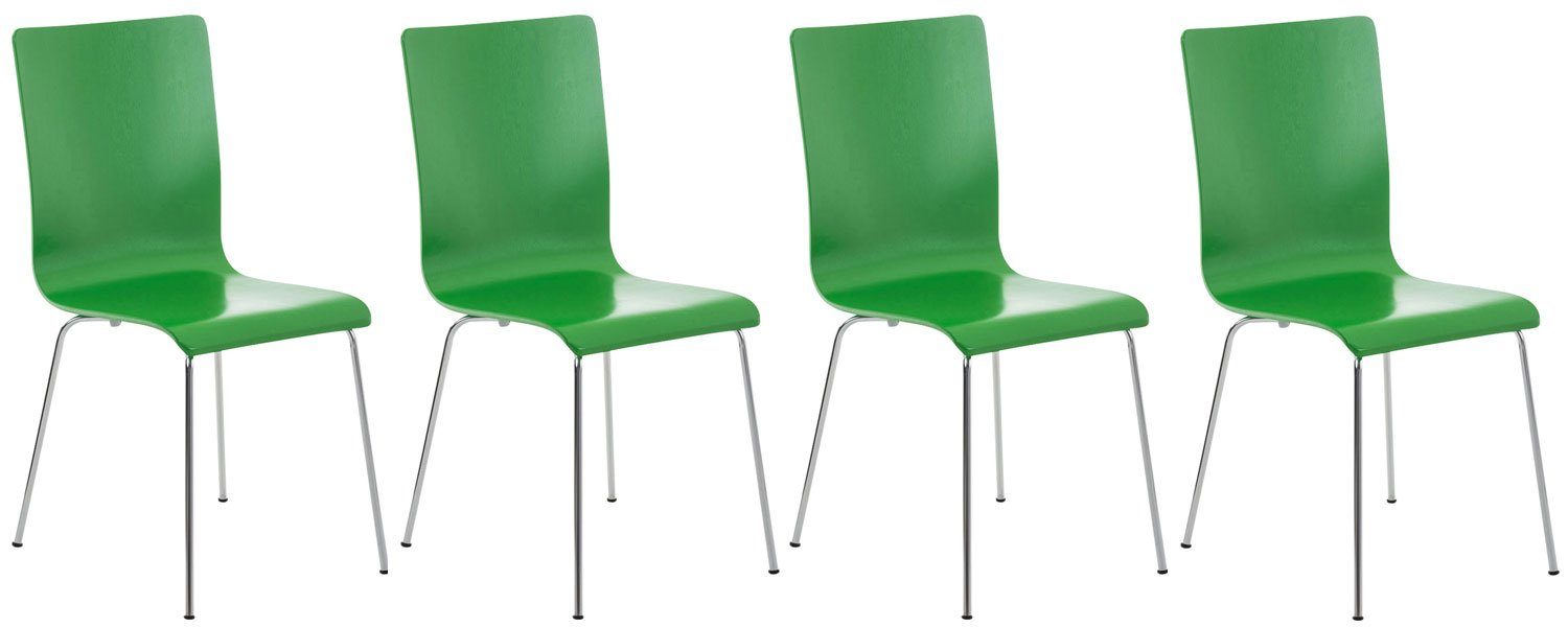ergonomisch Gestell: TPFLiving mit Konferenzstuhl Peppo 4 - - geformter chrom (Besprechungsstuhl - Sitzfläche - Sitzfläche: St), Warteraumstuhl Besucherstuhl grün Metall Messestuhl, Holz