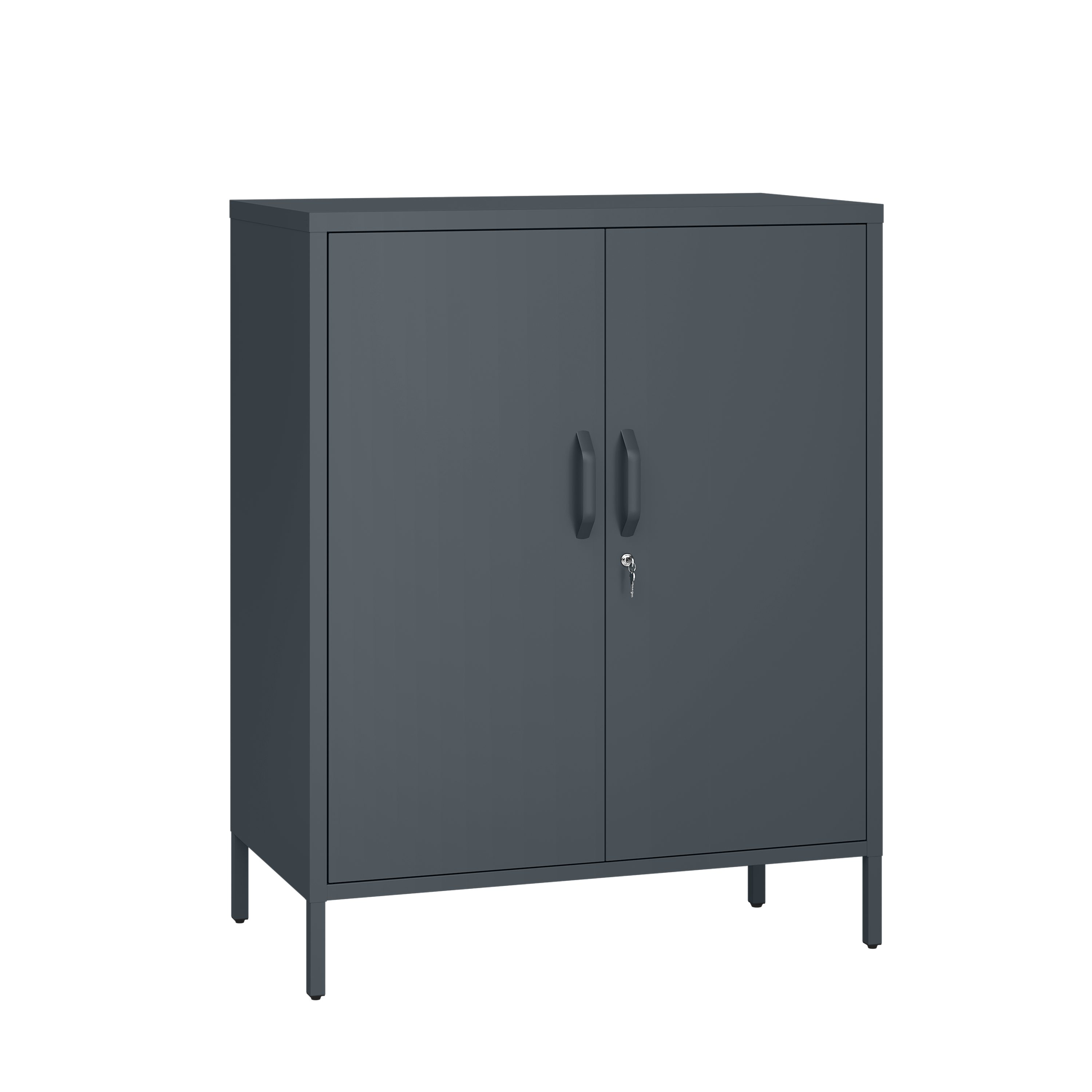 STEELSØN Geräteschrank Menkent aus Metall Kommode mit Doppeltür & Schloss (anthrazit, Outdoor Aufbewahrung) wetterfest & rostfrei, mit 2 Schlüsseln, mit verstellbaren Fächern