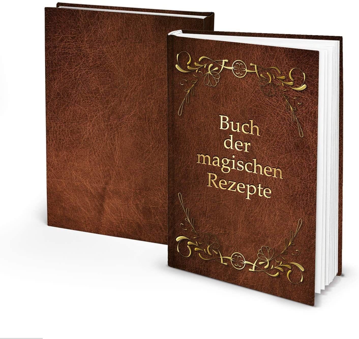 Logbuch-Verlag Notizbuch Leeres Kochbuch "Buch der magischen Rezepte", DIN A5 braun gold