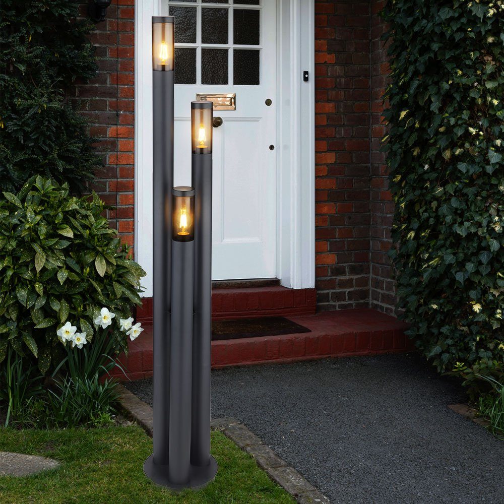 etc-shop LED Außen-Stehlampe, Leuchtmittel inklusive, Warmweiß, Außenleuchte Stehlampe Wegeleuchte außen Gartenlampen schwarz braun Dunkelanthrazit