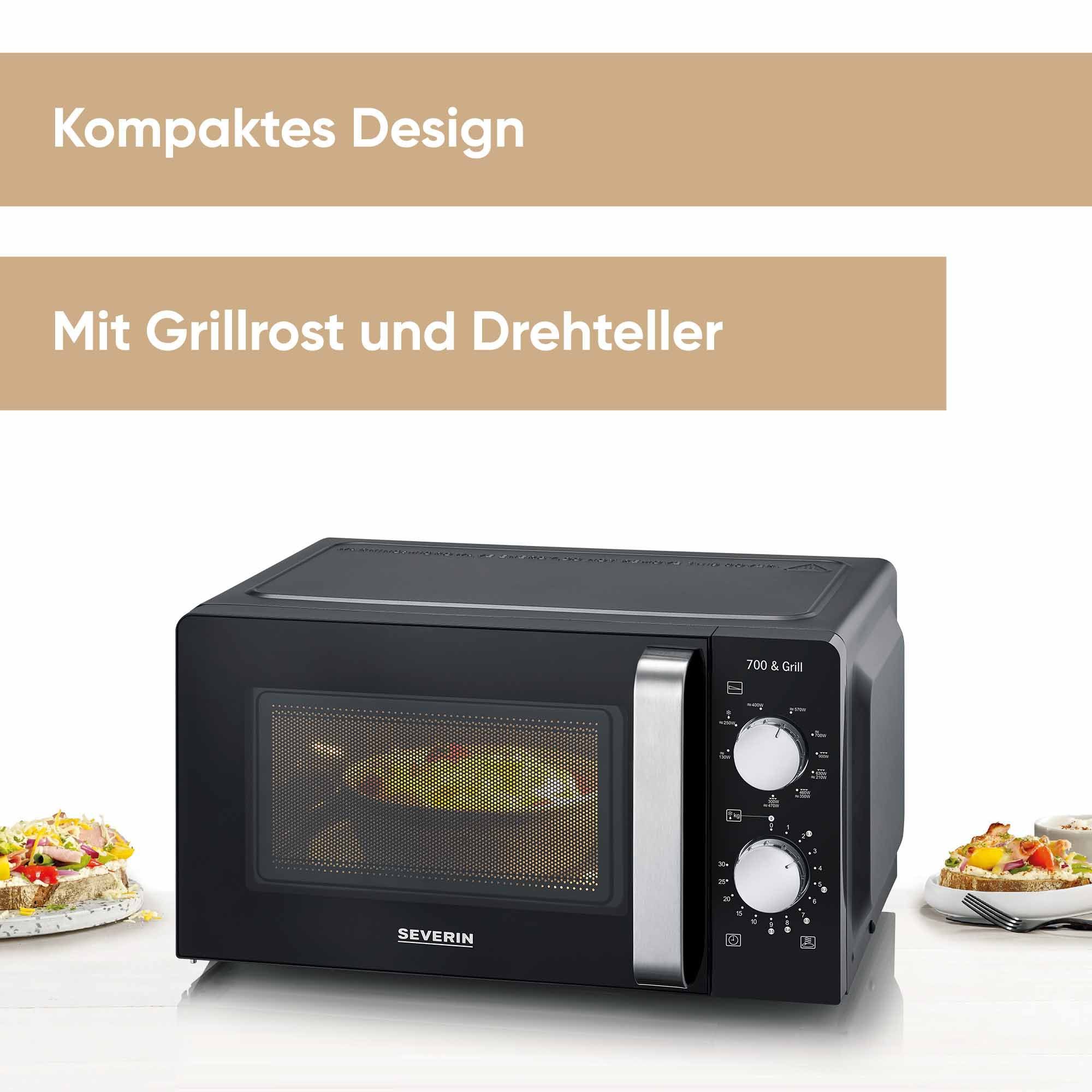 Severin Mikrowelle MW 7781, mit Grillfunktion 2-in-1, Grill, Mikrowelle, 17 l, Kompaktes und schmales Design, Mikrowelle und Grill sind kombinierbar