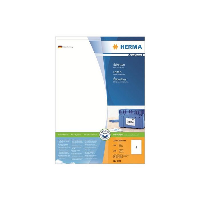 HERMA Etiketten Premium A4 weiß 210x297 mm Papier 200 PC