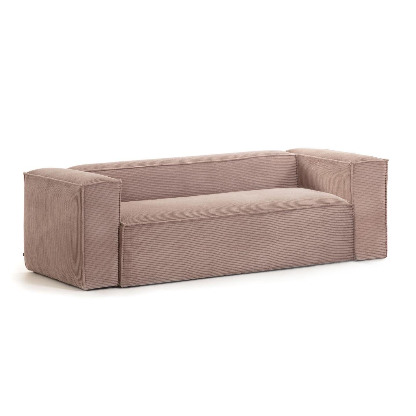 Sofa 240cm Couch Natur24 Sitzgarnitur 3-Sitzer rosa Kord Blok Sofa