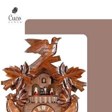 Cuco Clock Pendelwanduhr Kuckucksuhr Schwarzwalduhr "Tanzende Paare" Wanduhr aus Holz (28 x 33 x 46cm, 8 - Tage Werk, automatische Nachtabschaltung)