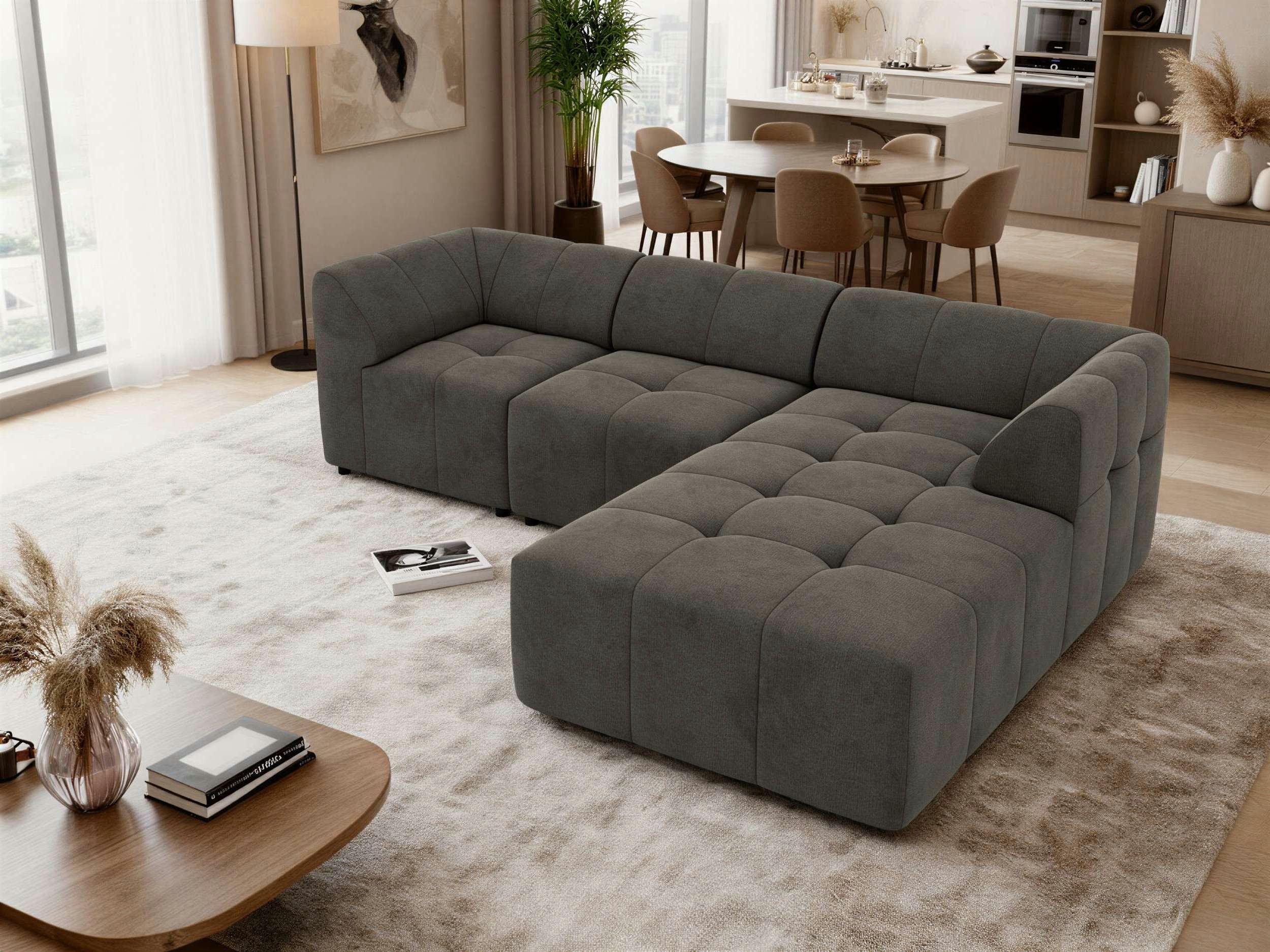 MKS MÖBEL Big-Sofa VORITA, 3M L Ecksofa XXL-Modulsof, Sofa in L-Form, freistehend, mit Wellenfederung und HR35-Komfortschaum