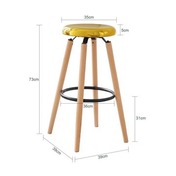 SoBuy Barhocker FST89, Design Barhocker mit Fußstütze Barstuhl Tresenhocker Hochhocker Frühstücksstuhl Beine aus Buche Golden