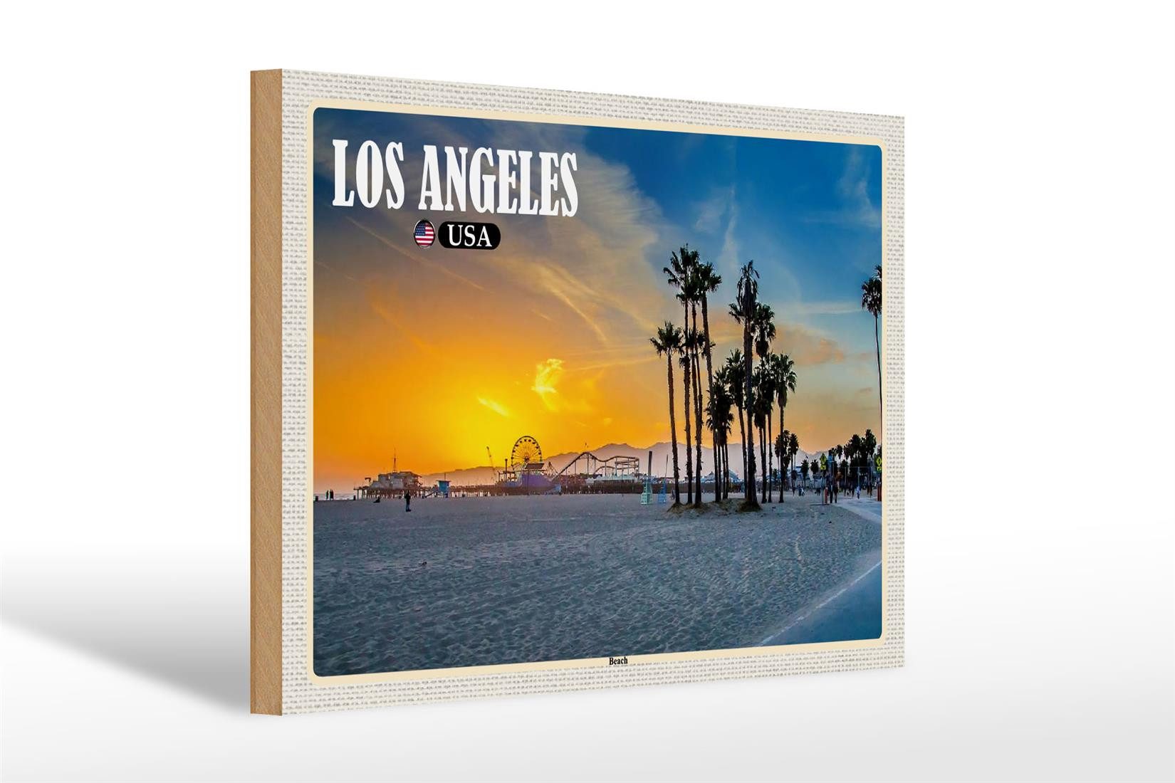 Femer GmbH Holzbild Reise 30x20cm Los Angeles USA Beach Strand Venice Beach, (1 St), Glatte Holzfaserplatte (MDF), vorn beschichtet