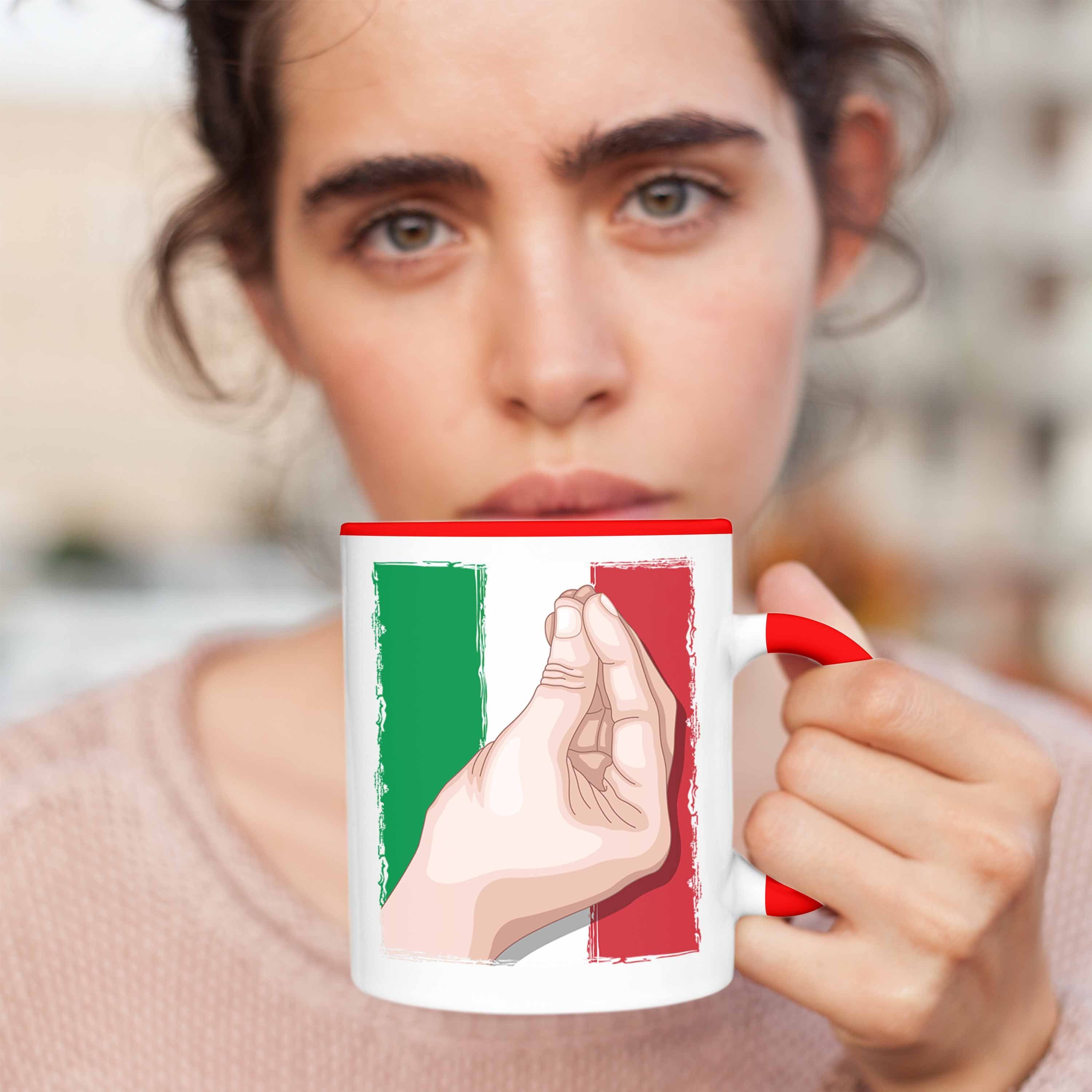 Tasse Trendation Handbewegung Rot Italien Geschenk Flagge Italien-Liebhaber für Tasse