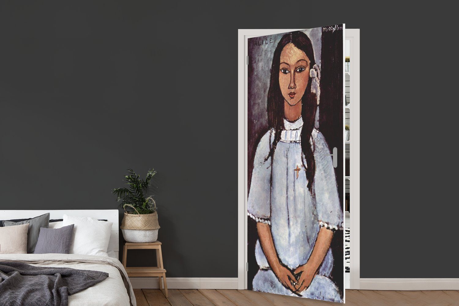 MuchoWow Türtapete von 75x205 cm (1 - Tür, Amedeo St), Türaufkleber, Alice für Gemälde Fototapete Matt, Modigliani, bedruckt