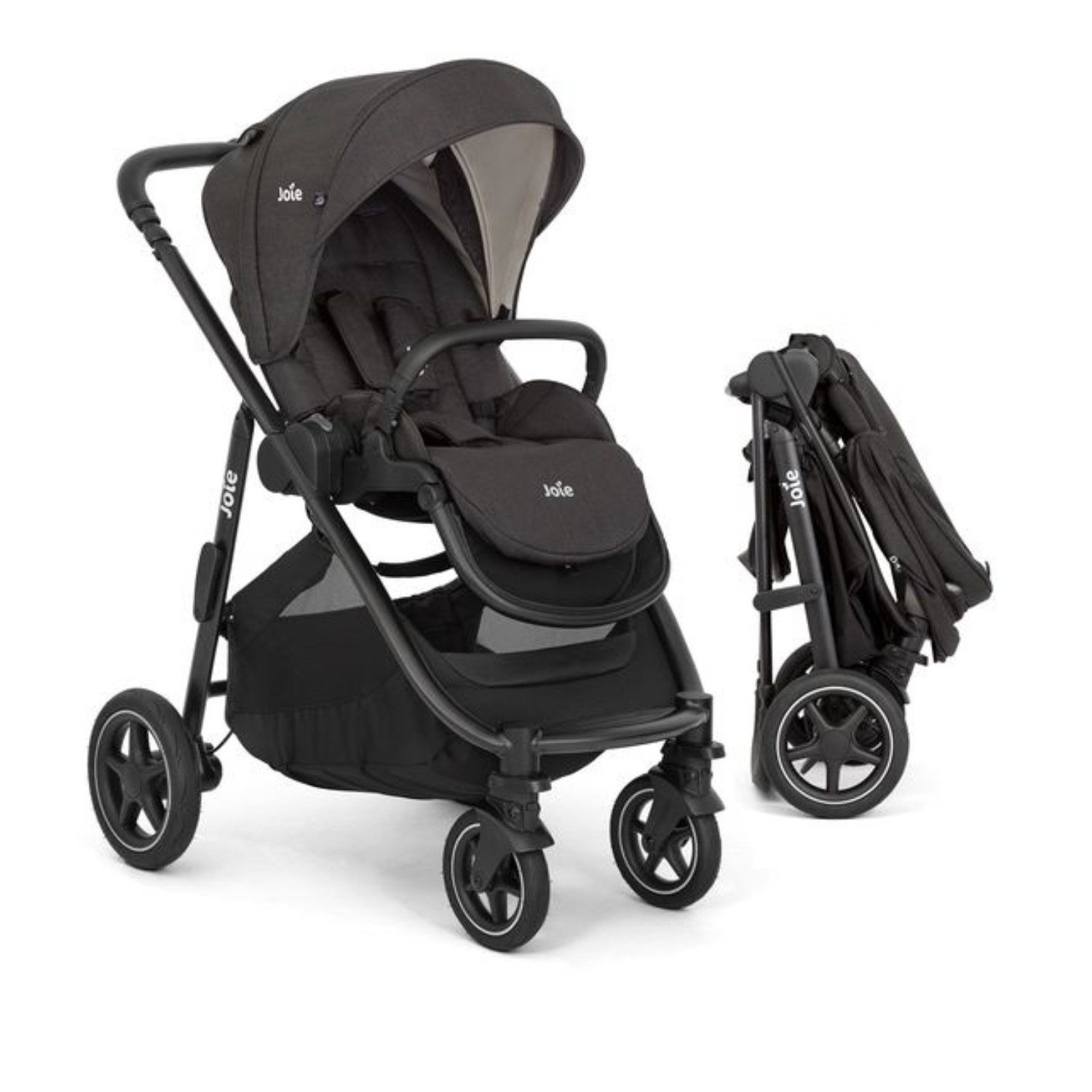 Joie Kinder-Buggy Versatrax - Shale, Sportwagen mit Teleskopschieber, Adapter & Regenschutz bis 22 kg
