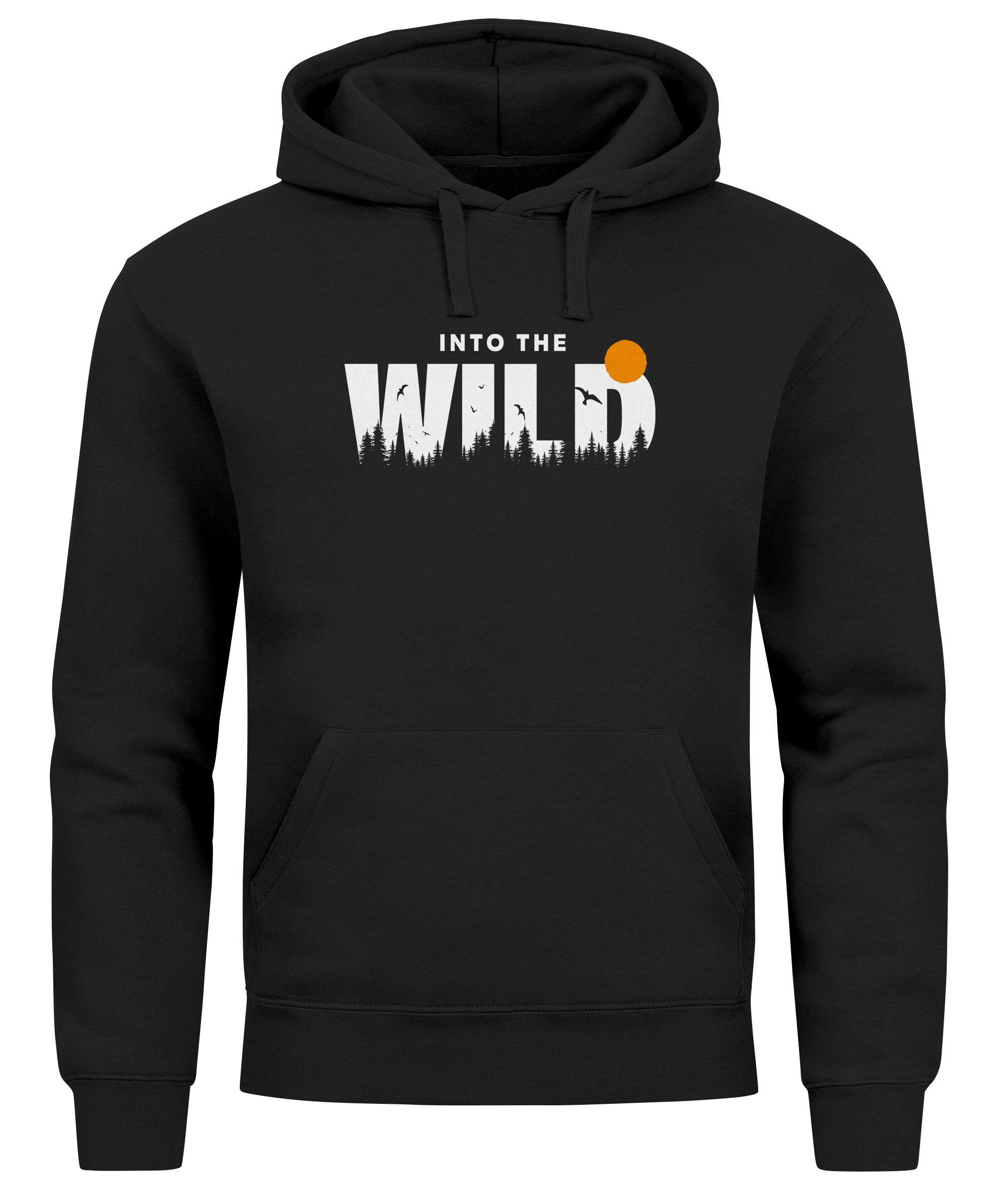 Hoodie Hoodie Herren Brustprint Bedruckt Into The Wild Schriftzug Outdoor