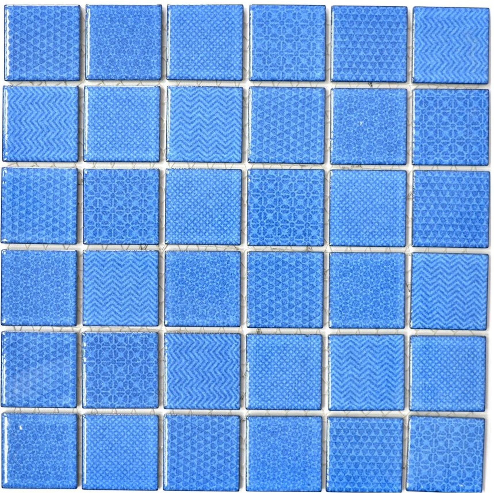 Mosani Mosaikfliesen Keramik Mosaik Fliese blau BAD Poolblau Fliesenspiegel Dusch Bad | Fliesen