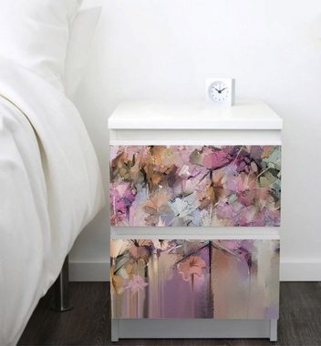 MyMaxxi Möbelfolie Kommodenaufkleber Malm Rosa abstrakt gemalte Blüten