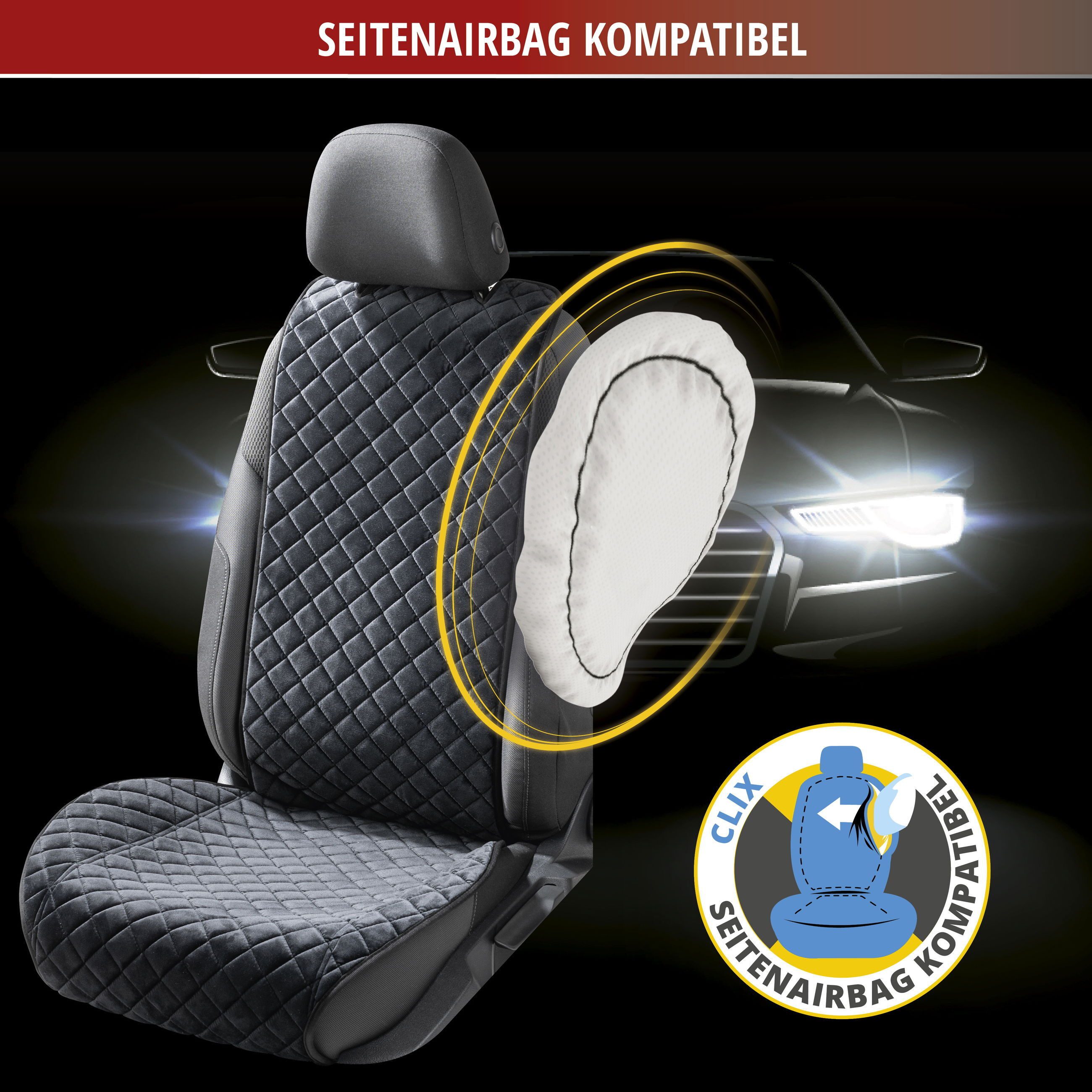 WALSER Autositzauflage Sitzaufleger Comfortline Luxor, 1 Stück, 0-tlg. – Bild 5 von 5