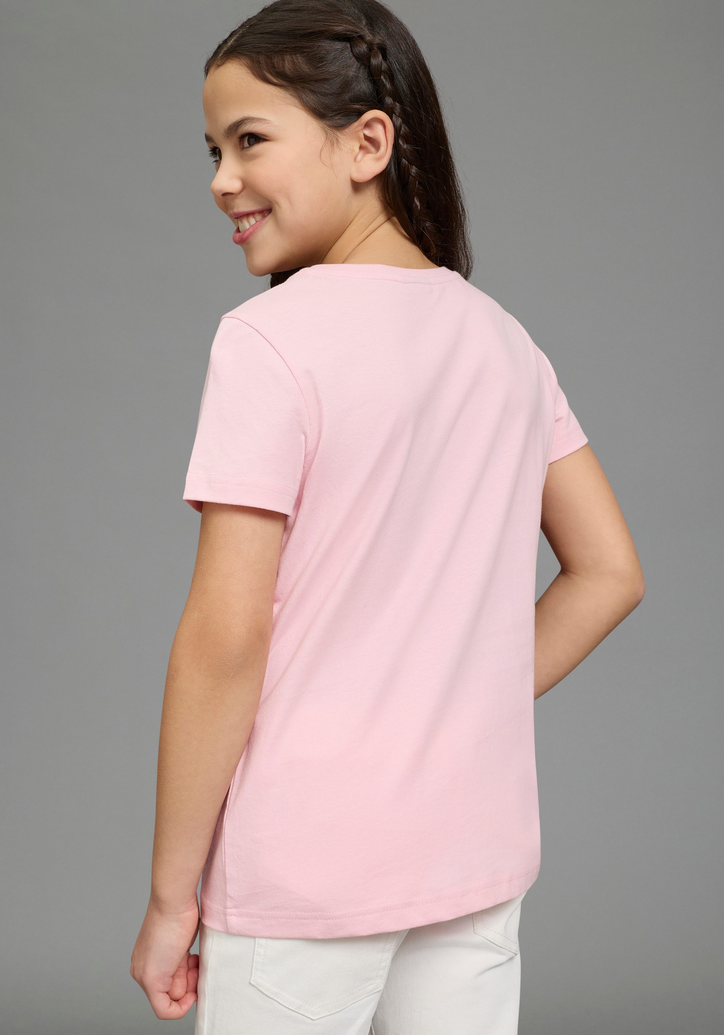 KIDSWORLD T-Shirt Süßer Pferde-Fotodruck für Mädchen, Kurzarm, mit Rundhalsausschnitt, mit coolem Druck