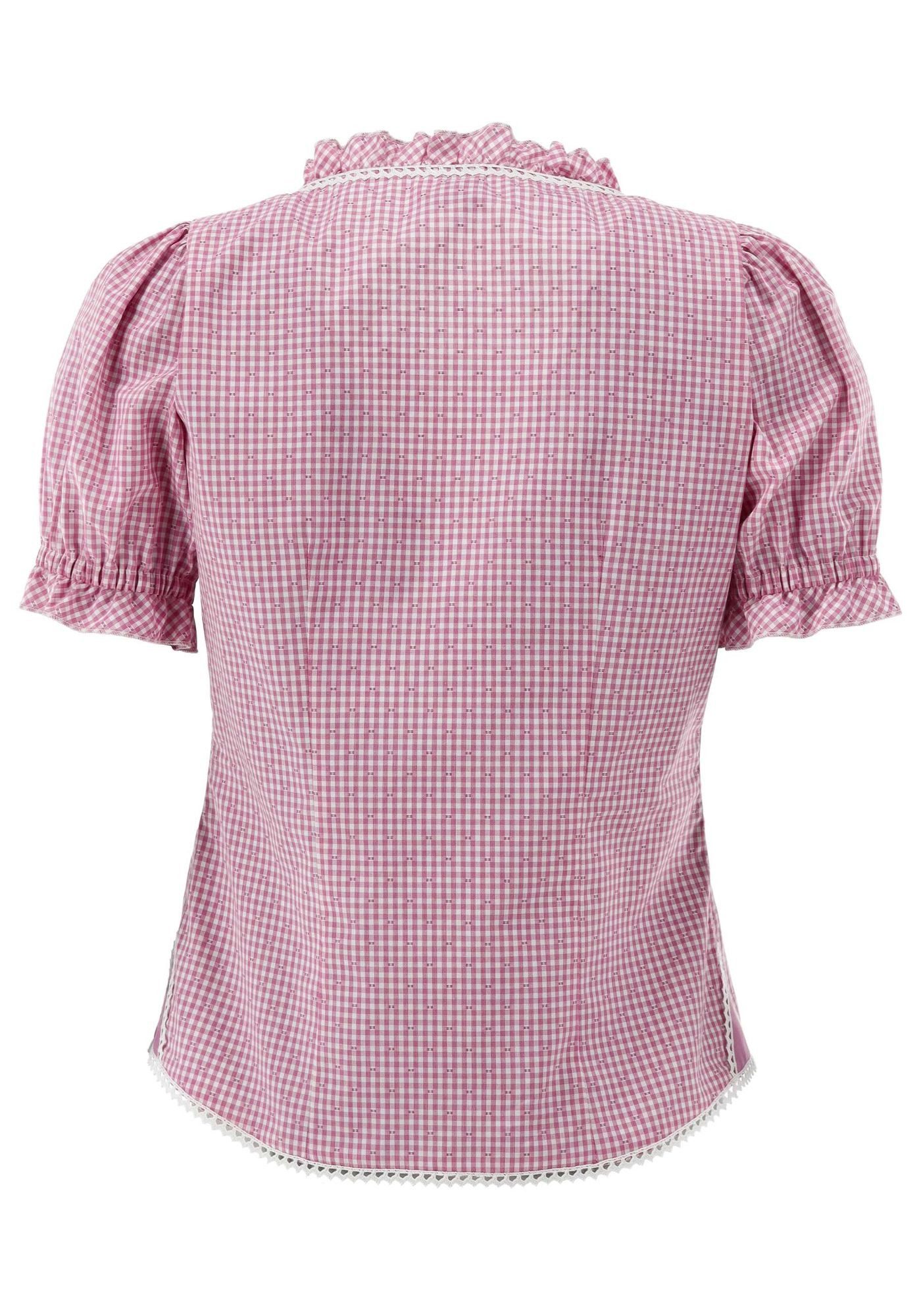 OS Trachten Trachtenbluse Plare Tailliert, Rundhalsausschnitt, Hirsch-Stick günstig online kaufen