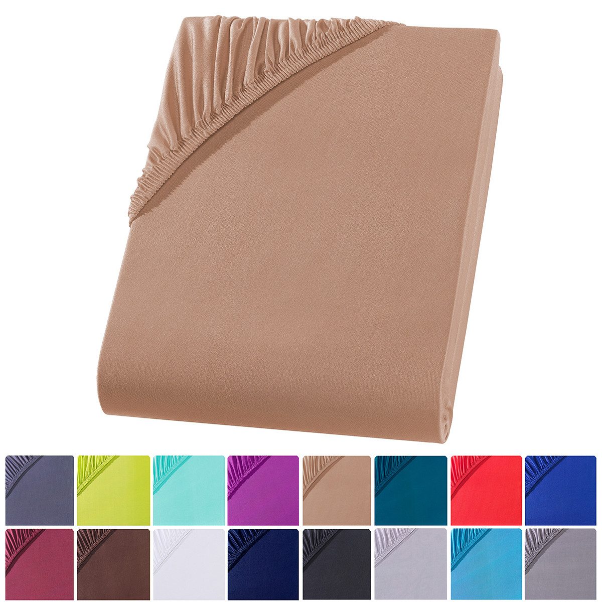 Visaggio Spannbettlaken Mikrofaser Spannbetttuch Bettlaken 90x200 140x200 180x200 200x220, Microfaser, Gummizug: rundum, viele Größen und Farben, Steghöhe 30 cm für Matratzenhöhen bis 22 cm