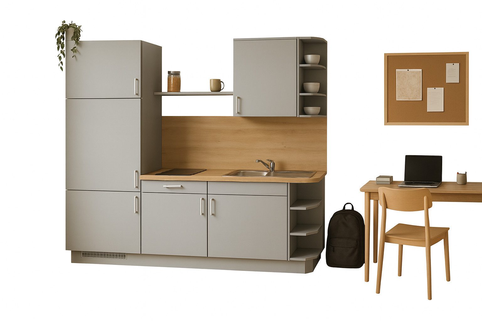 GEBA Кухніzeile Chemnitz, Breite 190cm, mit Nischenrückwand, Besteckkasten, Müllsystem inklusive