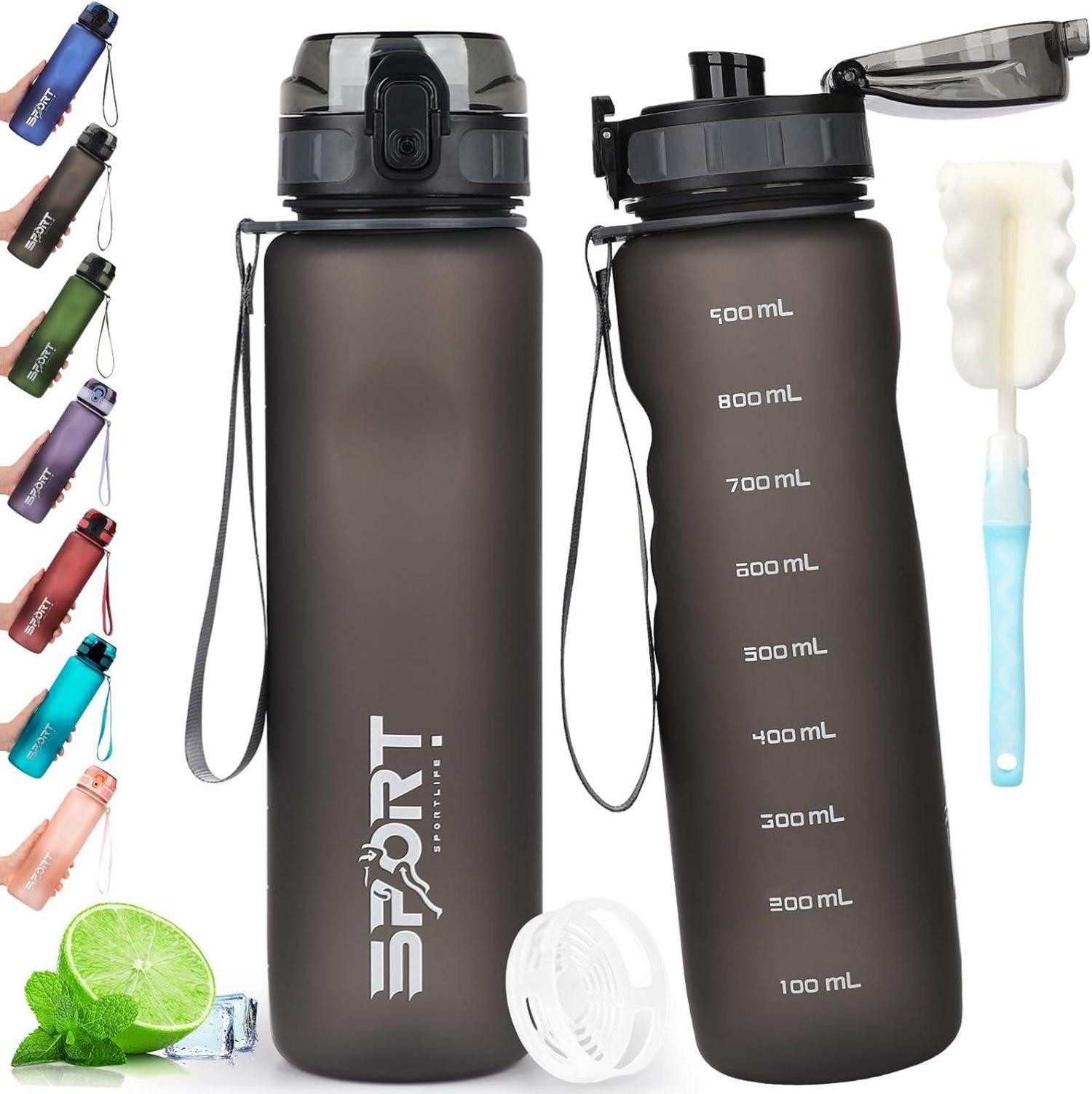 Becher Trinkflasche 1L Sport Wasserflasche Auslaufsicher BPA Frei