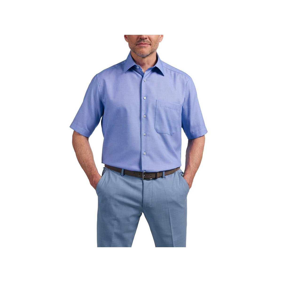 Eterna Kurzarmhemd blau (1-tlg., keine Angabe)
