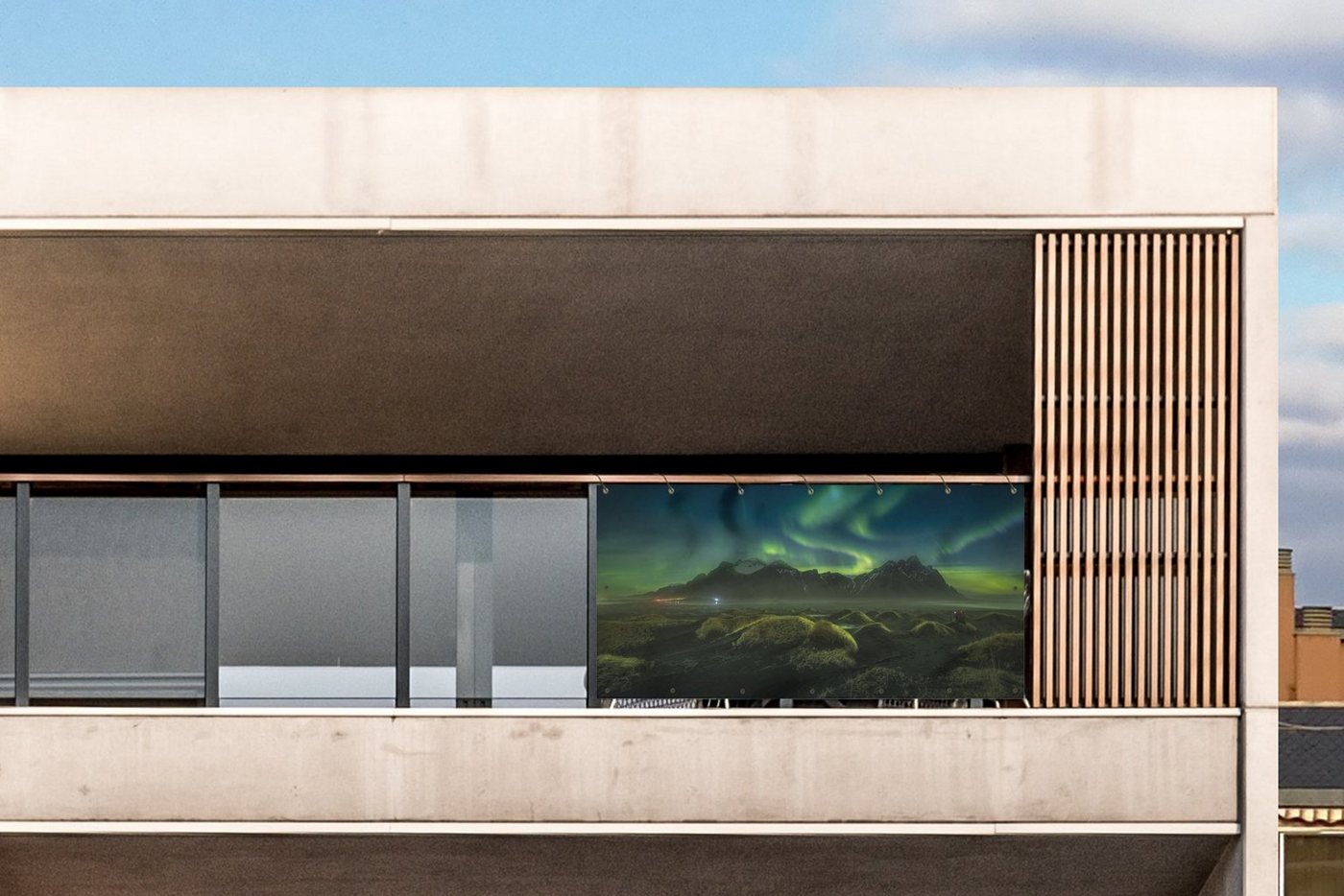 Thumbnail - MuchoWow Balkonsichtschutz Nordlichter - Auto - Island (1-St) Balkon Sichtschutz 90x200, Windschutz für Zaun PVC, 200x90...