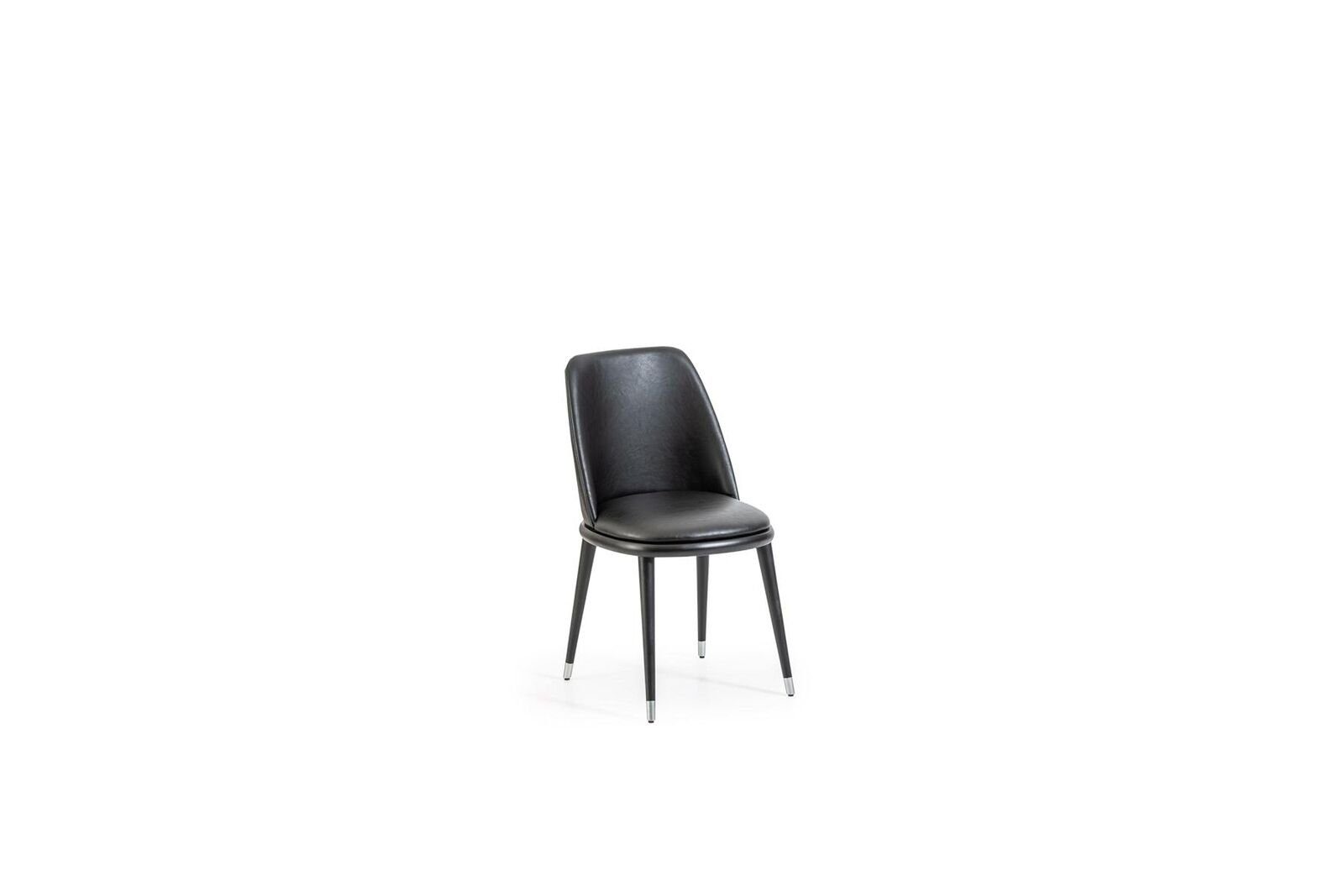 Loft JVmoebel Stühle Esszimmerstuhl (1 in Designer Lehnstuhl Lederstuhl Polster Schwarz Küchen Europa St), Made