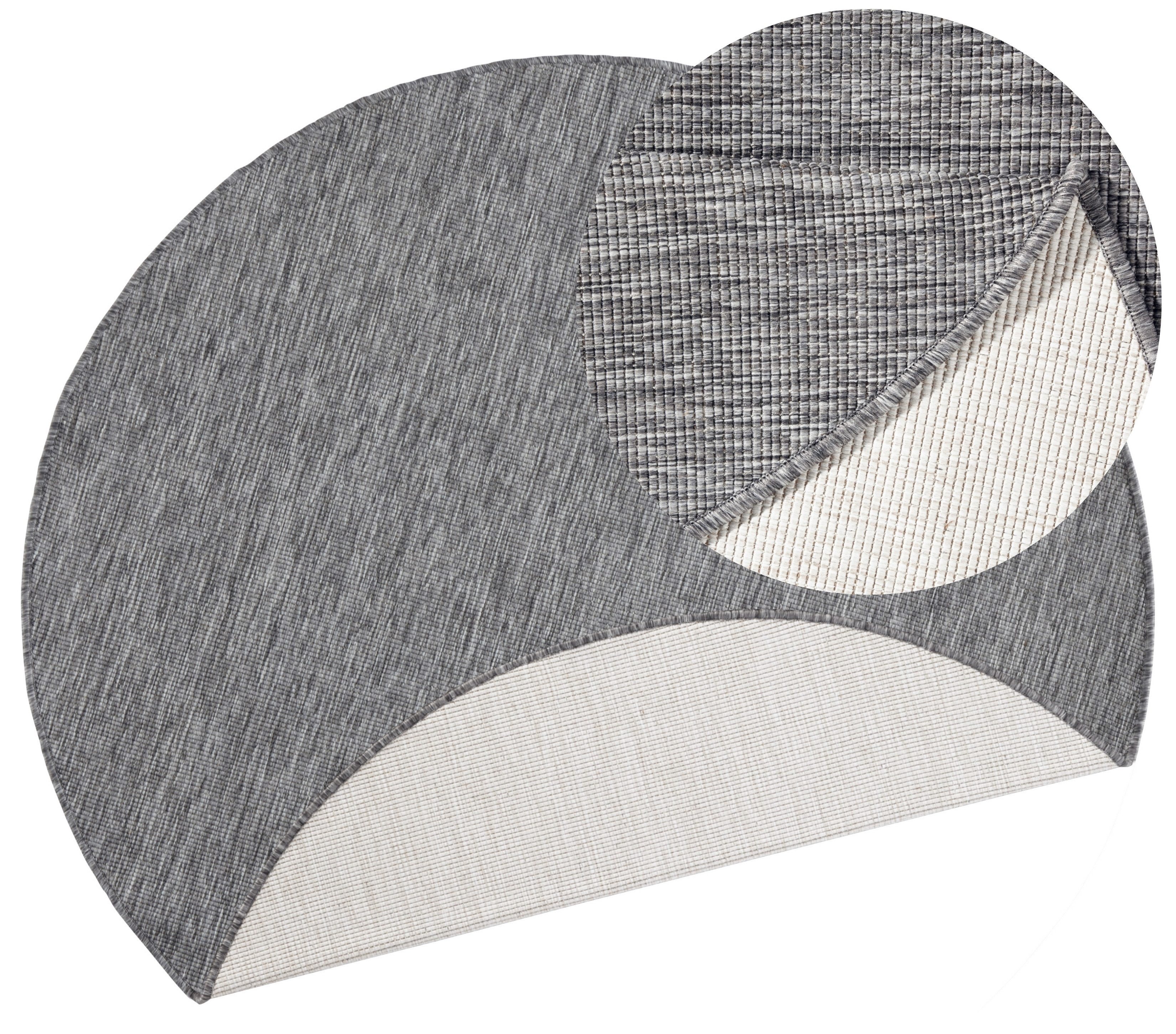 HANSE Home Teppich Miami Wendeteppich, rund, Höhe: 5 mm, In-& Outdoor, Wetterfest, Balkon, Garten, Wohnzimmer, Wasserfest. Reduzierter Preis € 110,09. Unverbindliche Preisempfehlung € 169,90