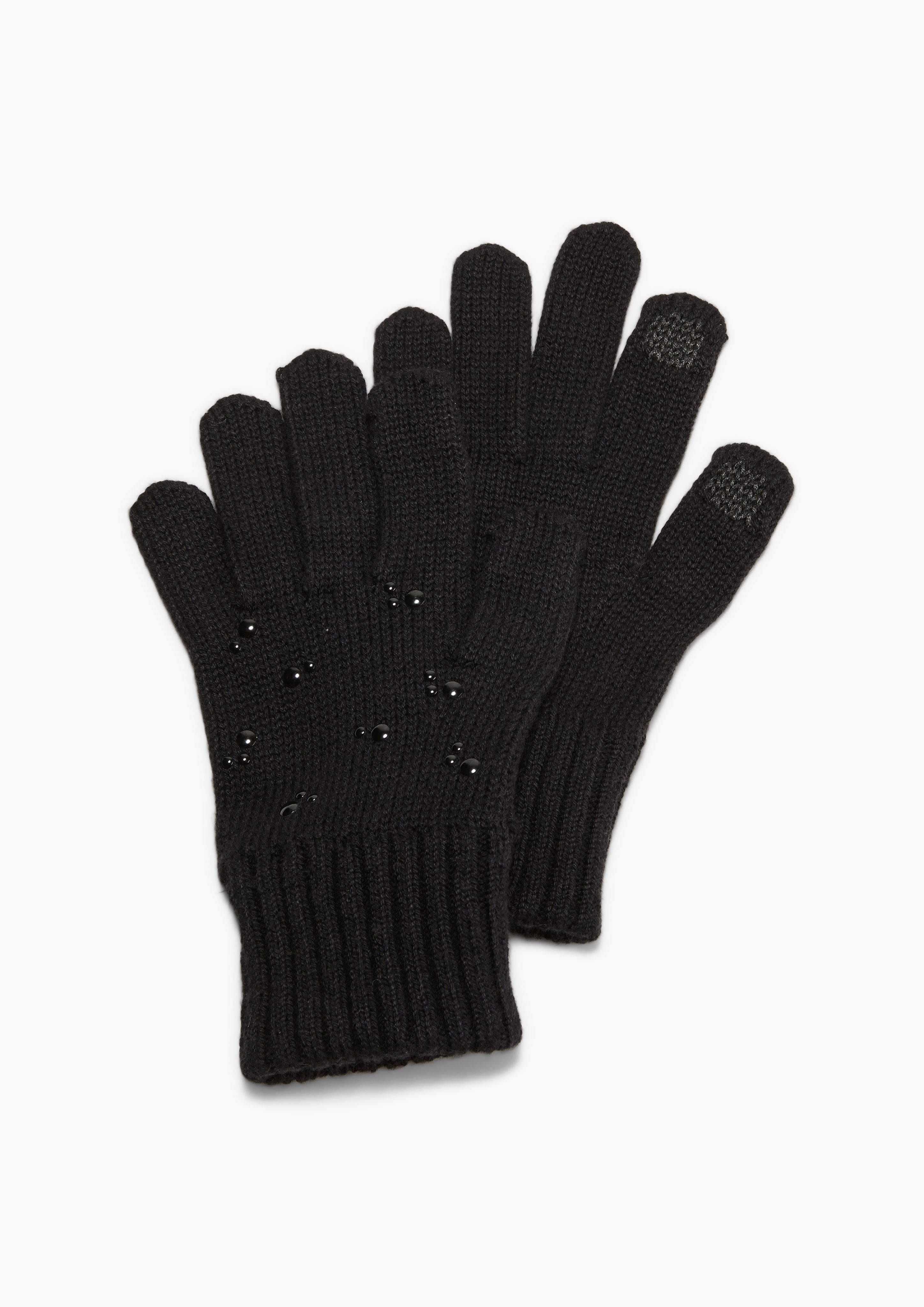 aus Modalmix Handschuhe schwarz Strickhandschuhe Rippbündchen s.Oliver