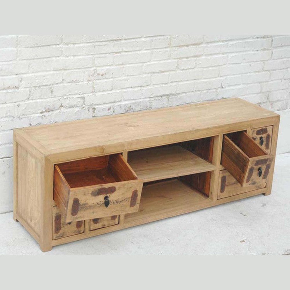 Luxury-Park-Direct Kommode Lowboard aus Pinie – Ideal für Bildschirme, Chinesisches Design. Luxur