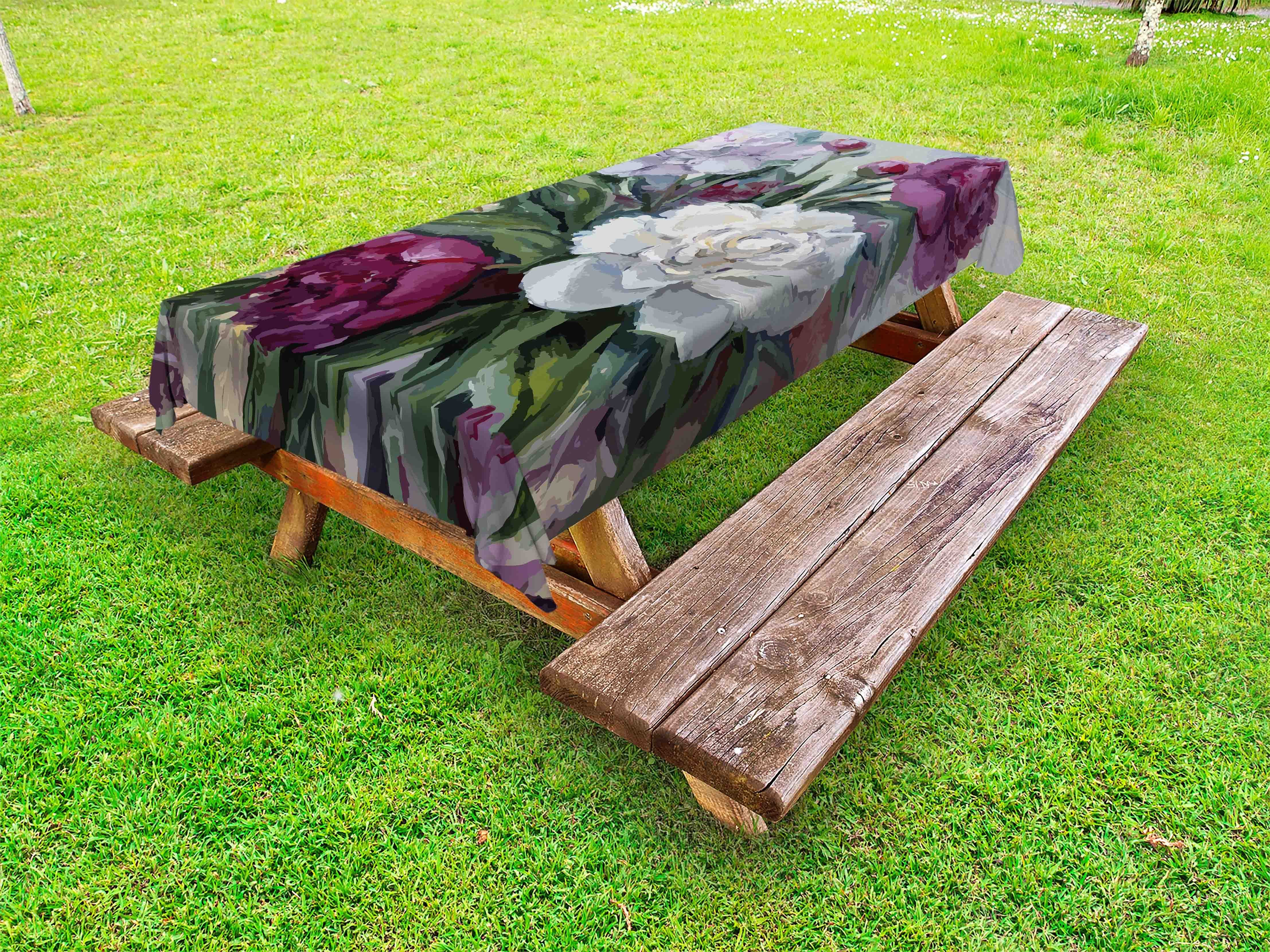Abakuhaus Tischdecke dekorative waschbare Picknick-Tischdecke, Ölgemälde Blumenstrauß der Pfingstrosen Kunst
