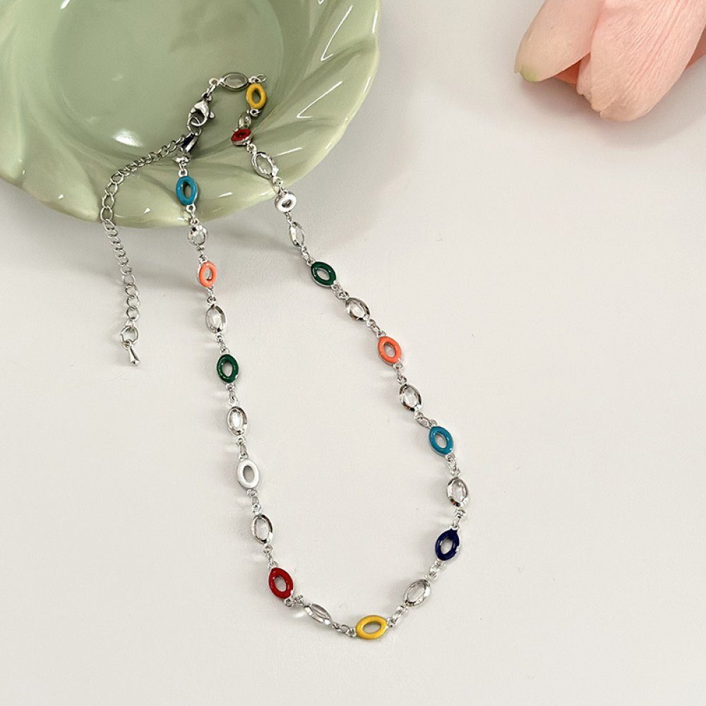 WaKuKa Kristallglas Bunte (2-tlg) Kristall-Zirkon-Halskette, Charm-Kette Schlüsselbeinkette aus