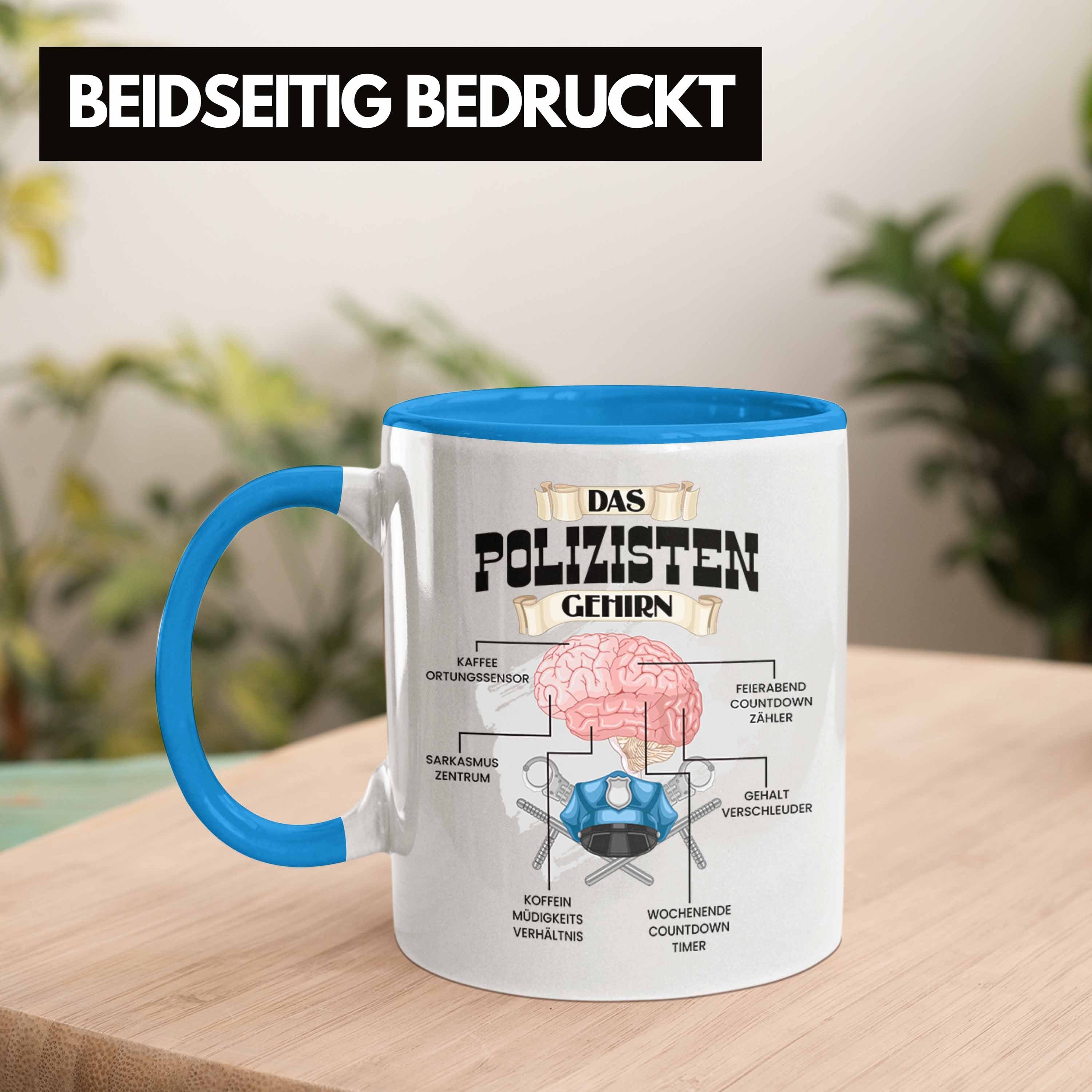 Trendation Blau für Polizisten Lustiges Tasse Geschenk Trendation Polizei Tasse - Polozisten